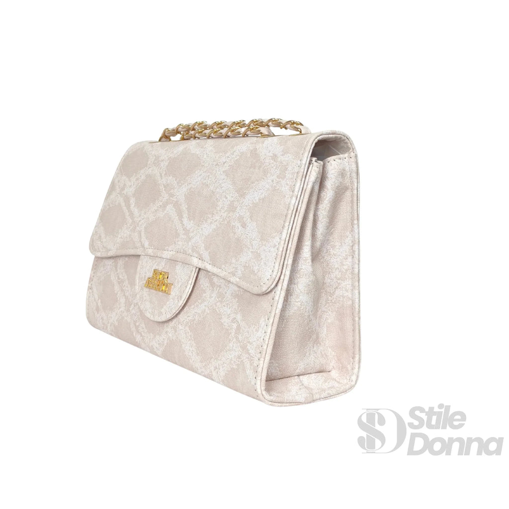 Gianmarco Venturi Borsa a Tracolla in Denim con Catena e Dettagli Dorati - Stile Donna Bags