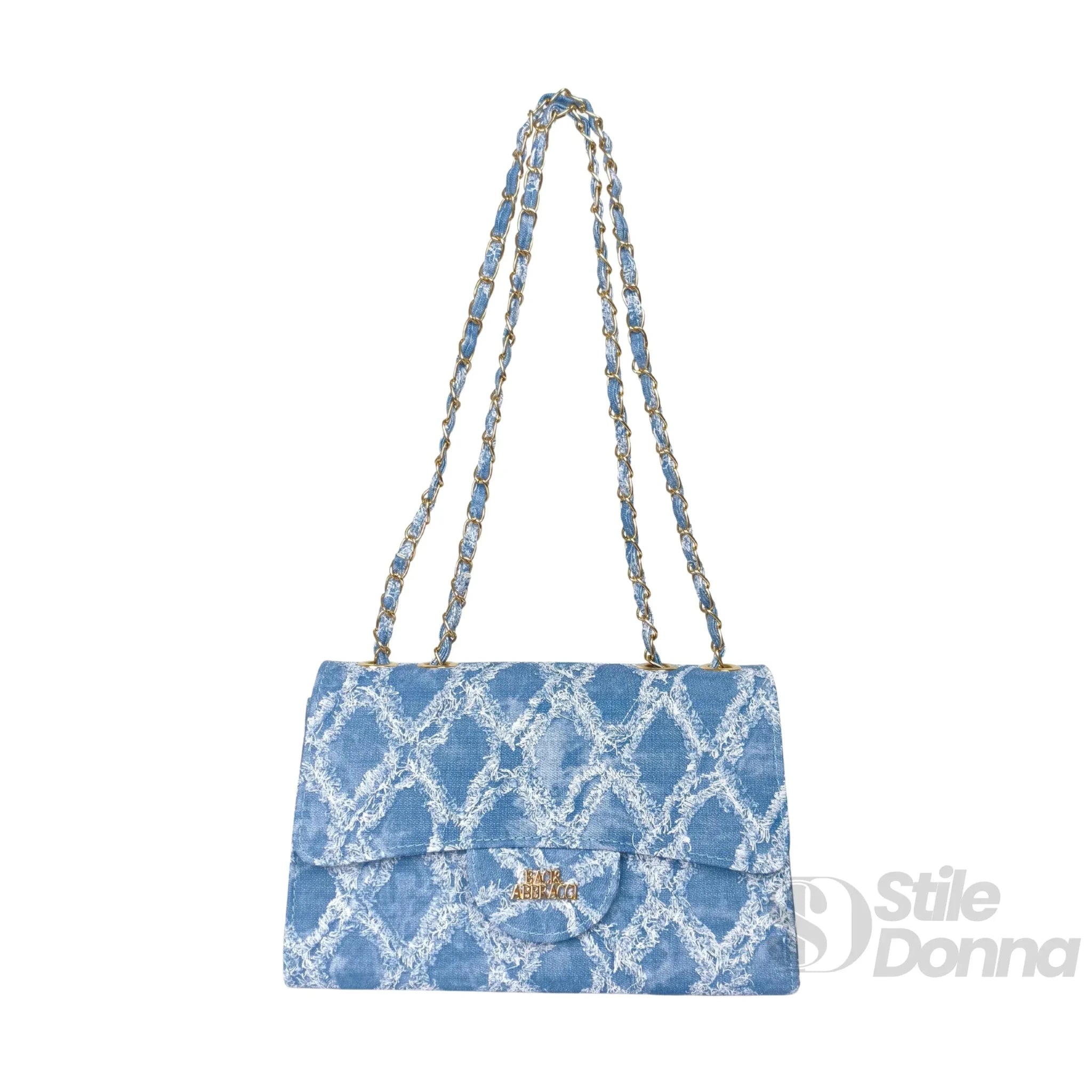 Gianmarco Venturi Borsa a Tracolla in Denim con Catena e Dettagli Dorati - Stile Donna Bags
