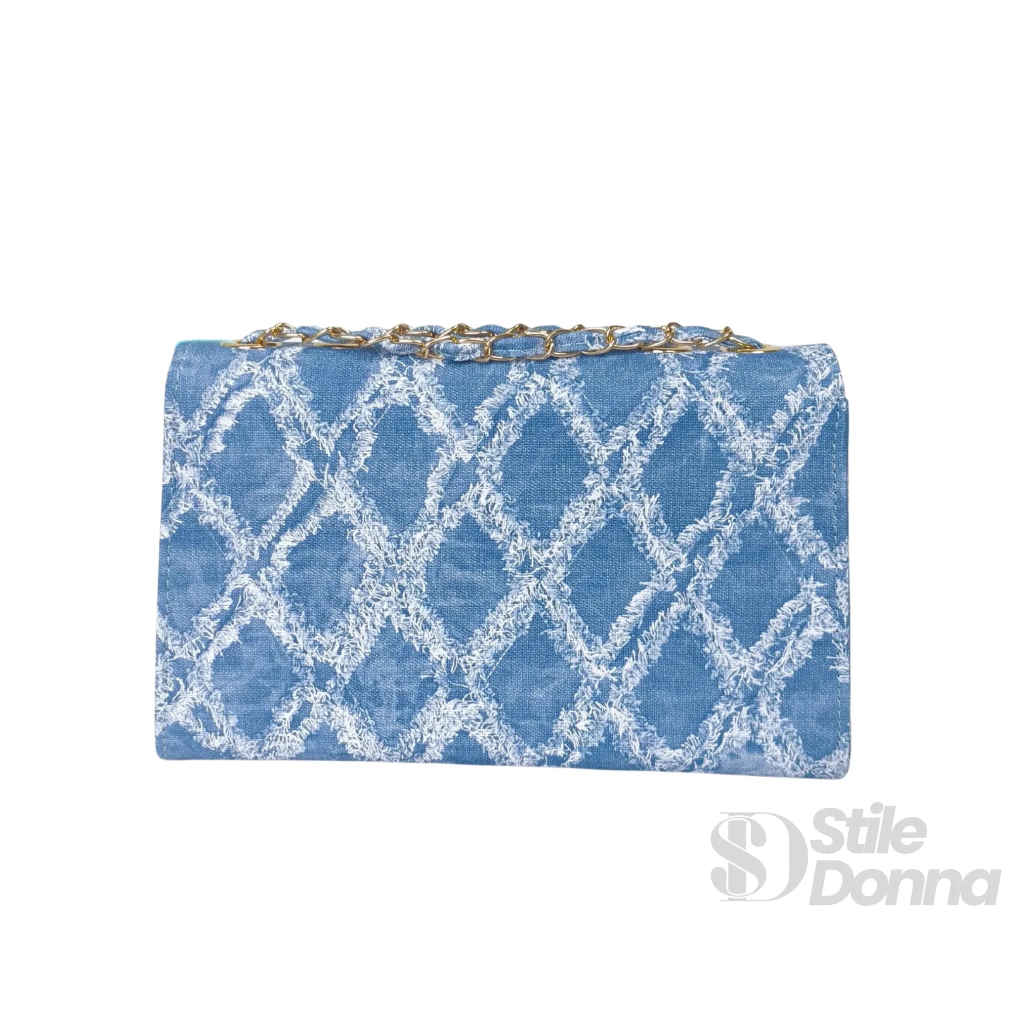 Gianmarco Venturi Borsa a Tracolla in Denim con Catena e Dettagli Dorati - Stile Donna Bags