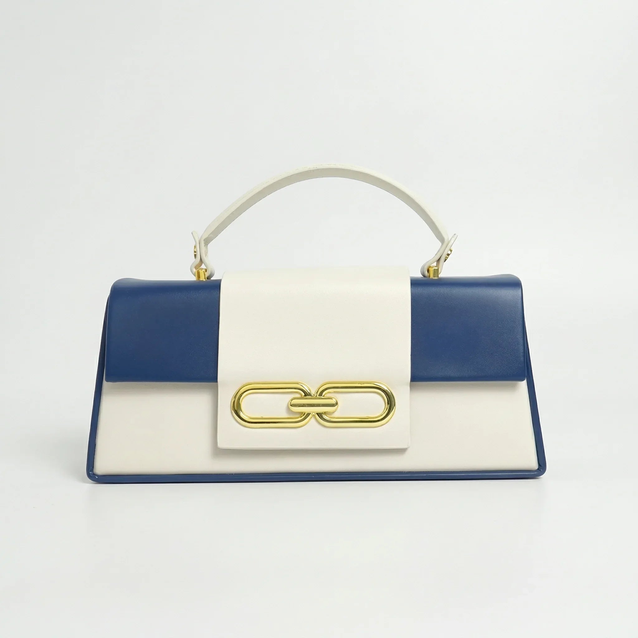 Herisson Firenze Borsa Bicolore Blu e Crema con Chiusura Dorata - Stile Donna Bags