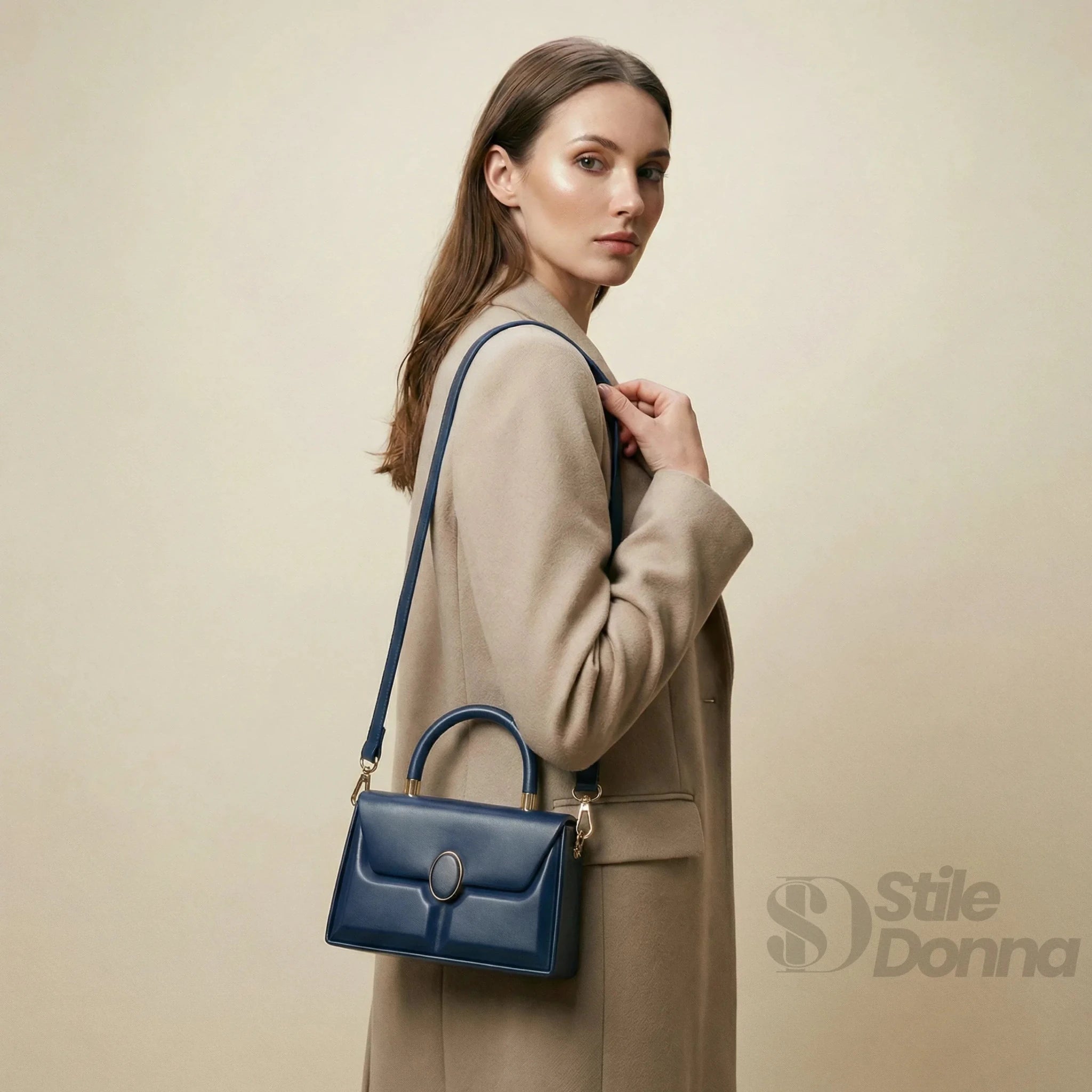 Herisson Firenze Borsa Strutturata Classica in Ecopelle con Hardware Oro - Stile Donna Bags