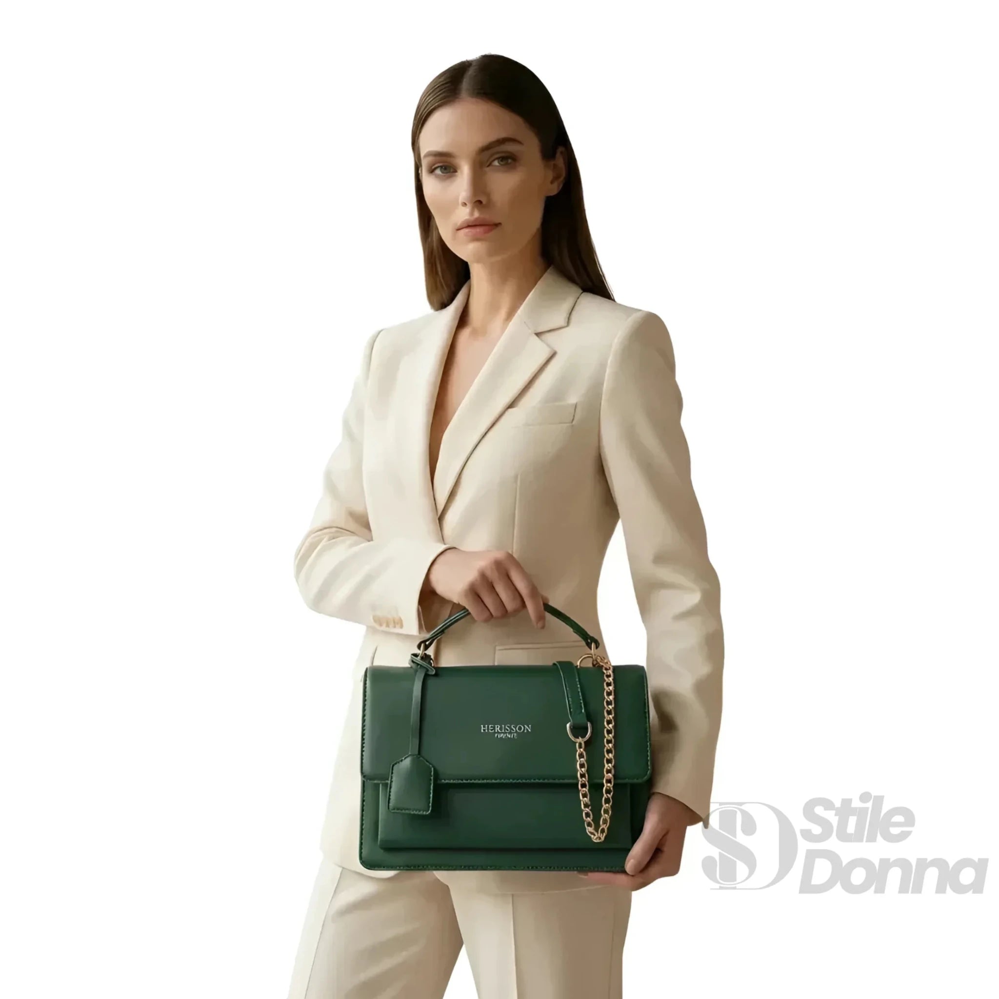 Herisson Firenze Borsa in Pelle Vegana con Dettagli Dorati - Stile Donna Bags