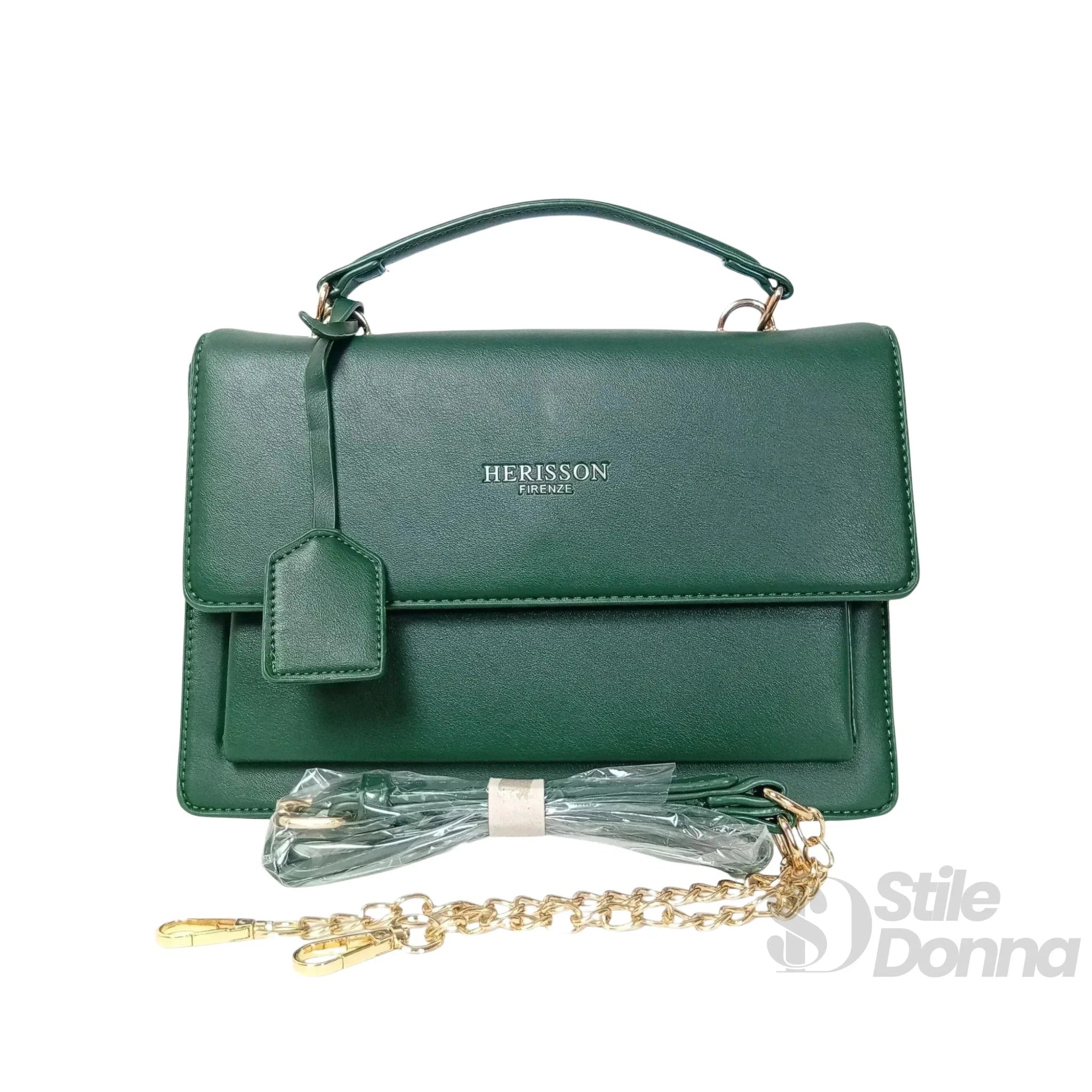 Herisson Firenze Borsa in Pelle Vegana con Dettagli Dorati - Stile Donna Bags