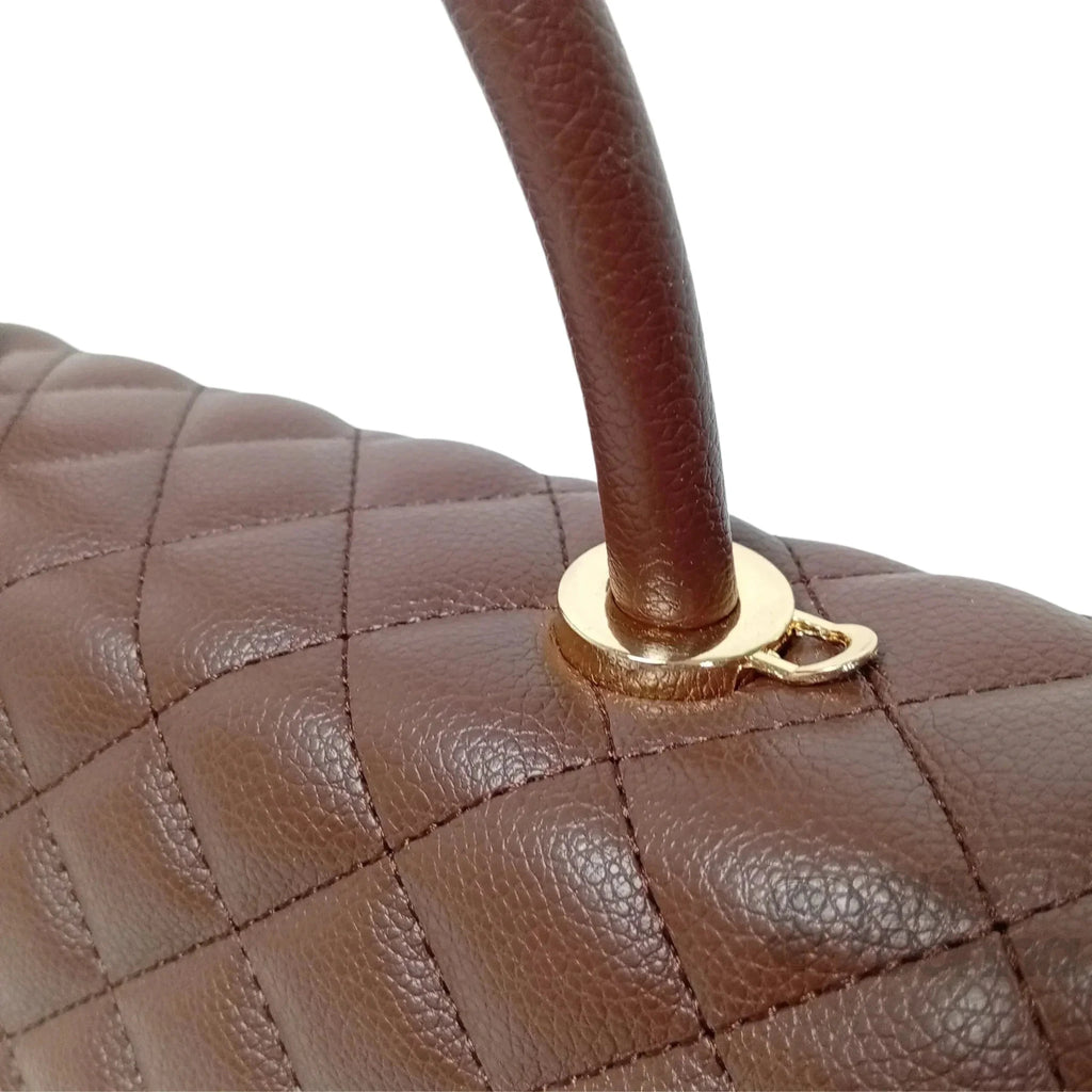 Herisson Firenze Borsa in Ecopelle con Chiusura a Quadrifoglio e Hardware Oro - Stile Donna Bags
