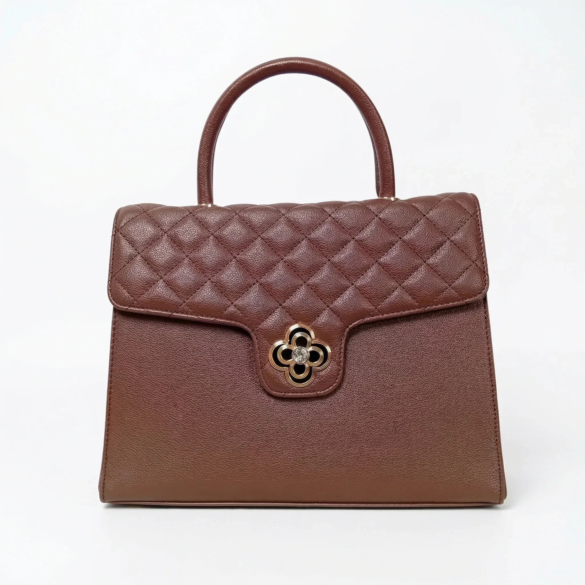 Herisson Firenze Borsa in Ecopelle con Chiusura a Quadrifoglio e Hardware Oro - Stile Donna Bags