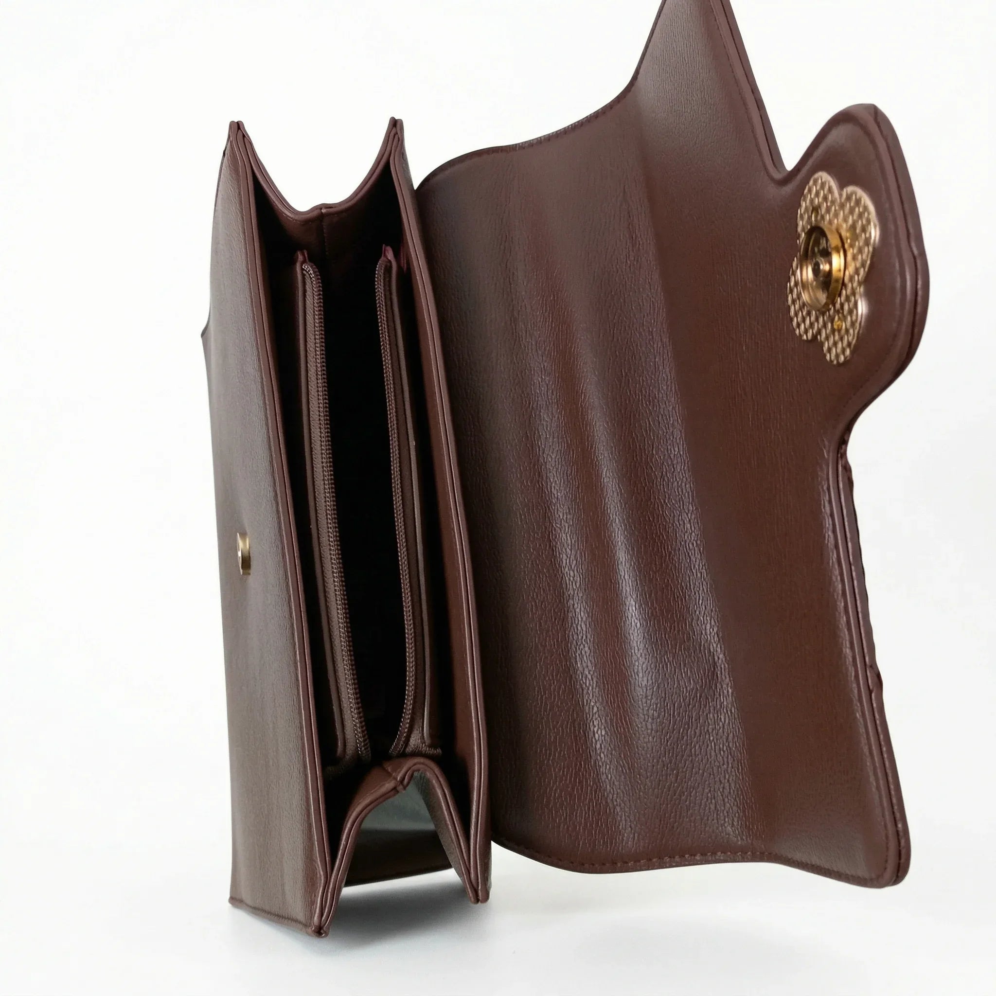 Herisson Firenze Borsa in Ecopelle con Chiusura a Quadrifoglio e Hardware Oro - Stile Donna Bags