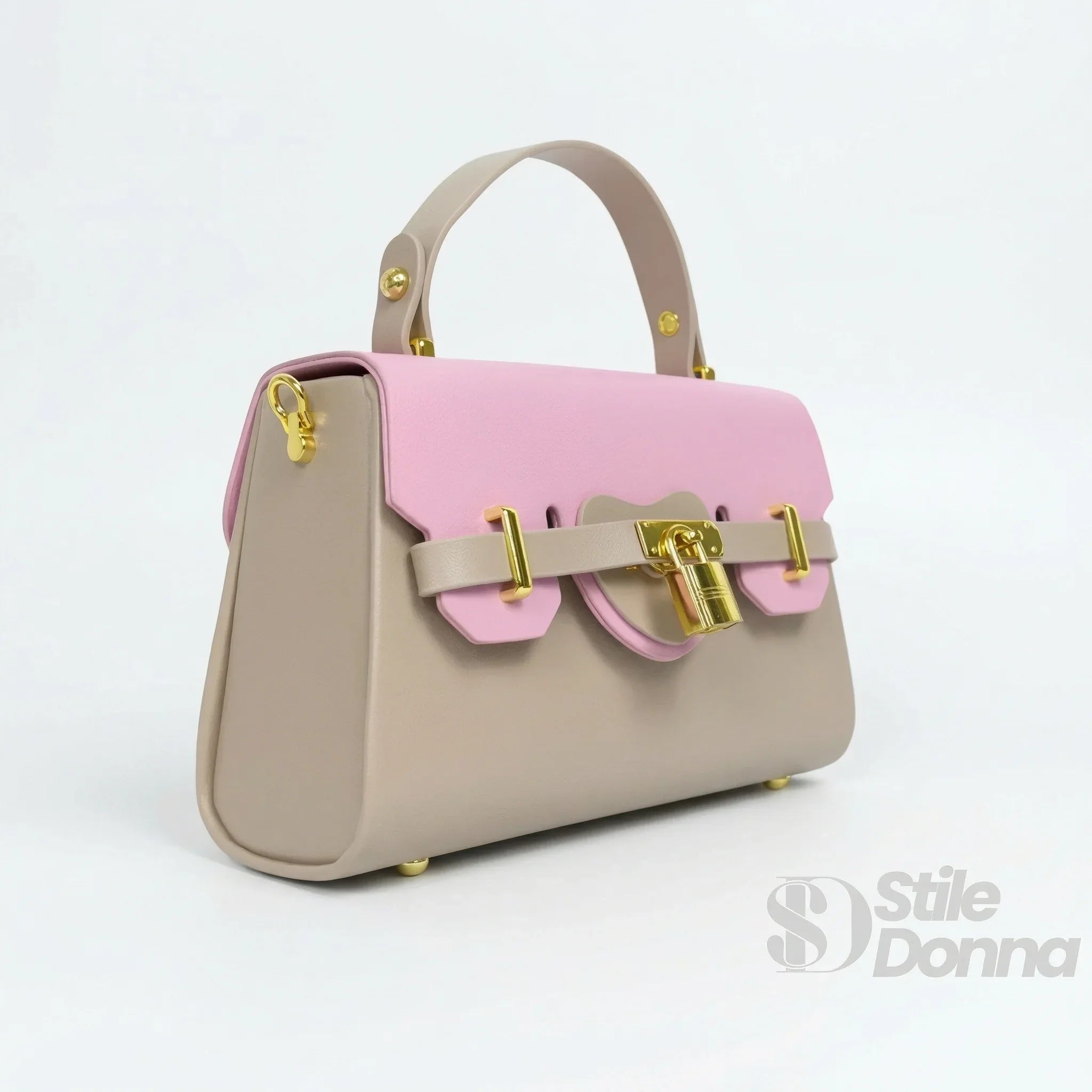 Herisson Firenze Mini Borsa Cachi e Rosa con Lucchetto Dorato - Stile Donna Bags