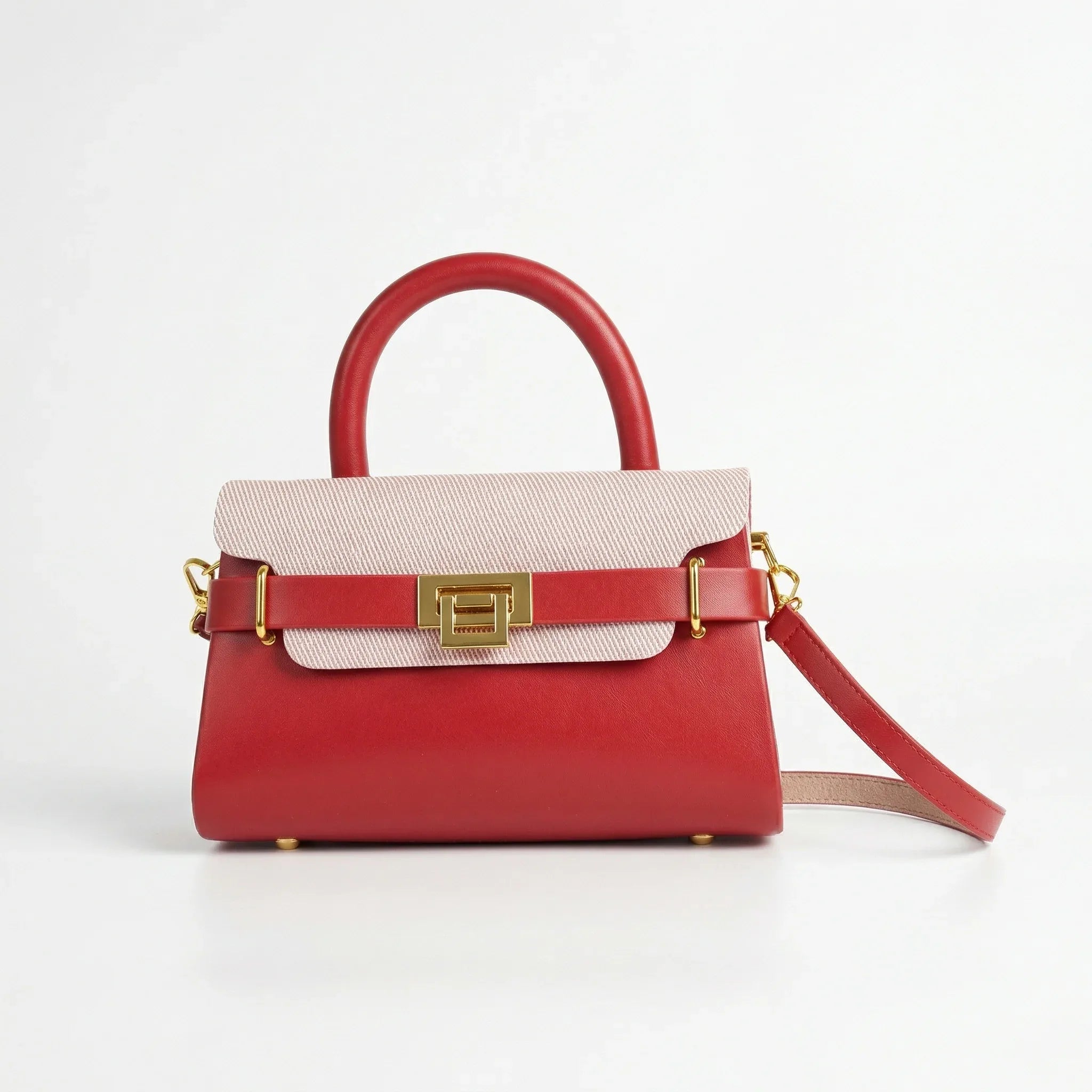 Herisson Firenze Mini Borsa Top-Handle in Ecopelle a Contrasto con Tracolla - Stile Donna Bags