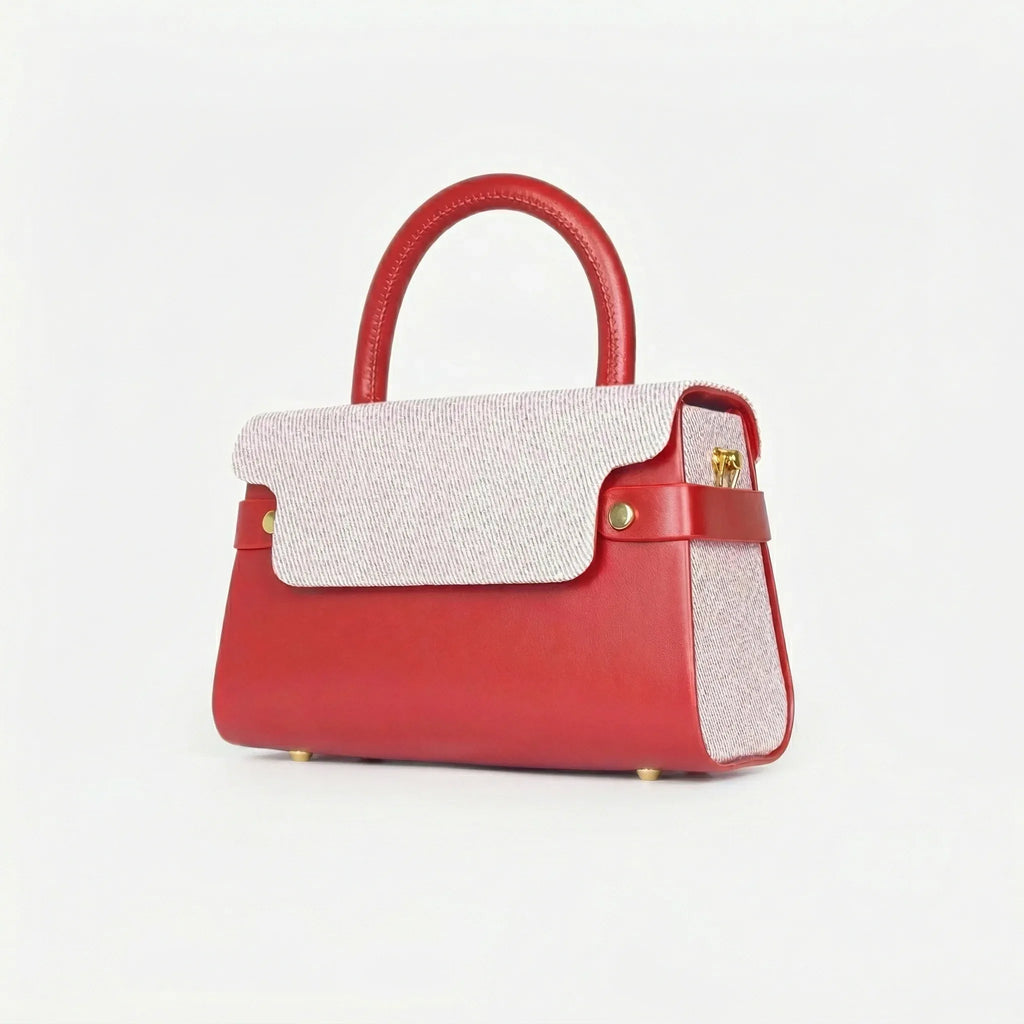 Herisson Firenze Mini Borsa Top-Handle in Ecopelle a Contrasto con Tracolla - Stile Donna Bags