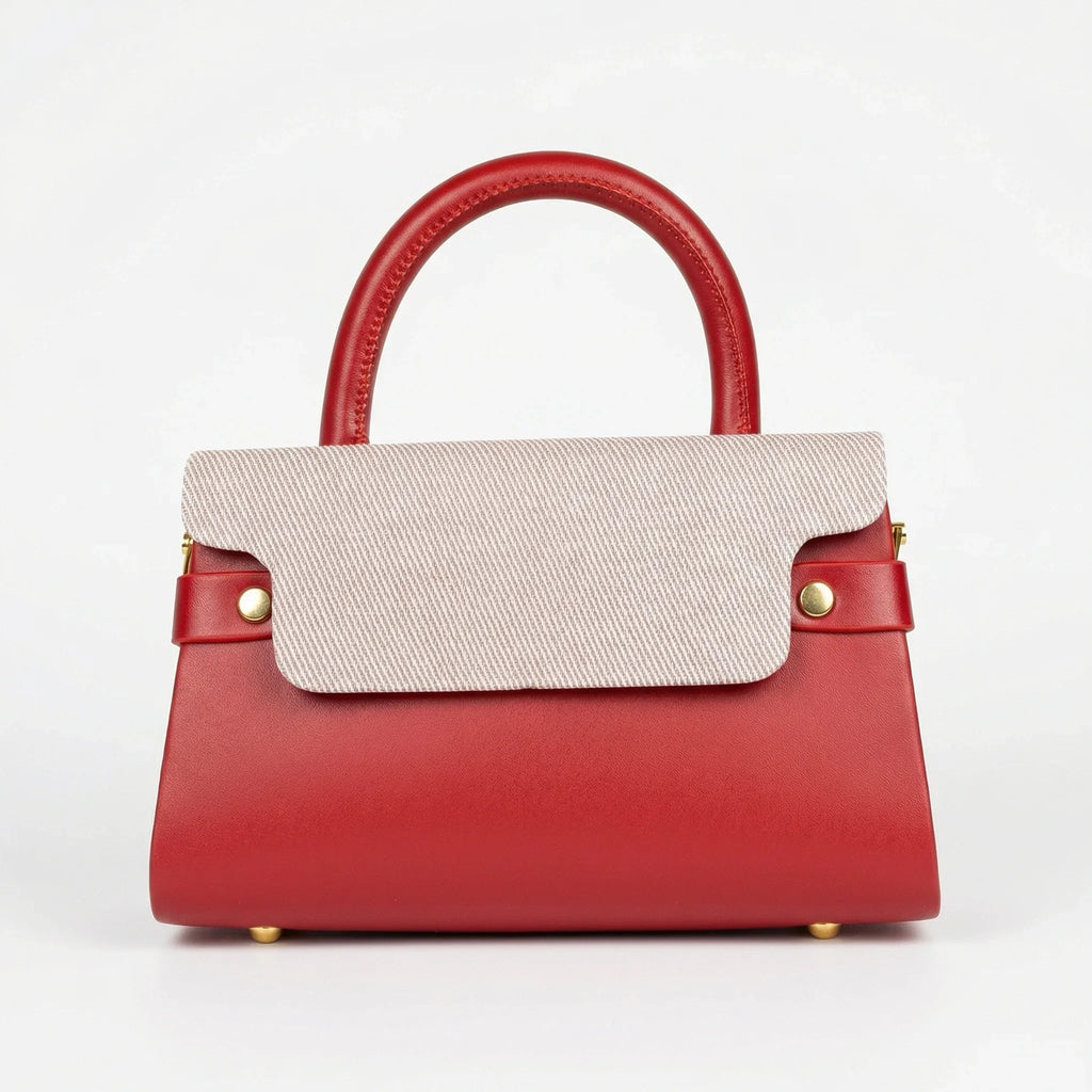 Herisson Firenze Mini Borsa Top-Handle in Ecopelle a Contrasto con Tracolla - Stile Donna Bags