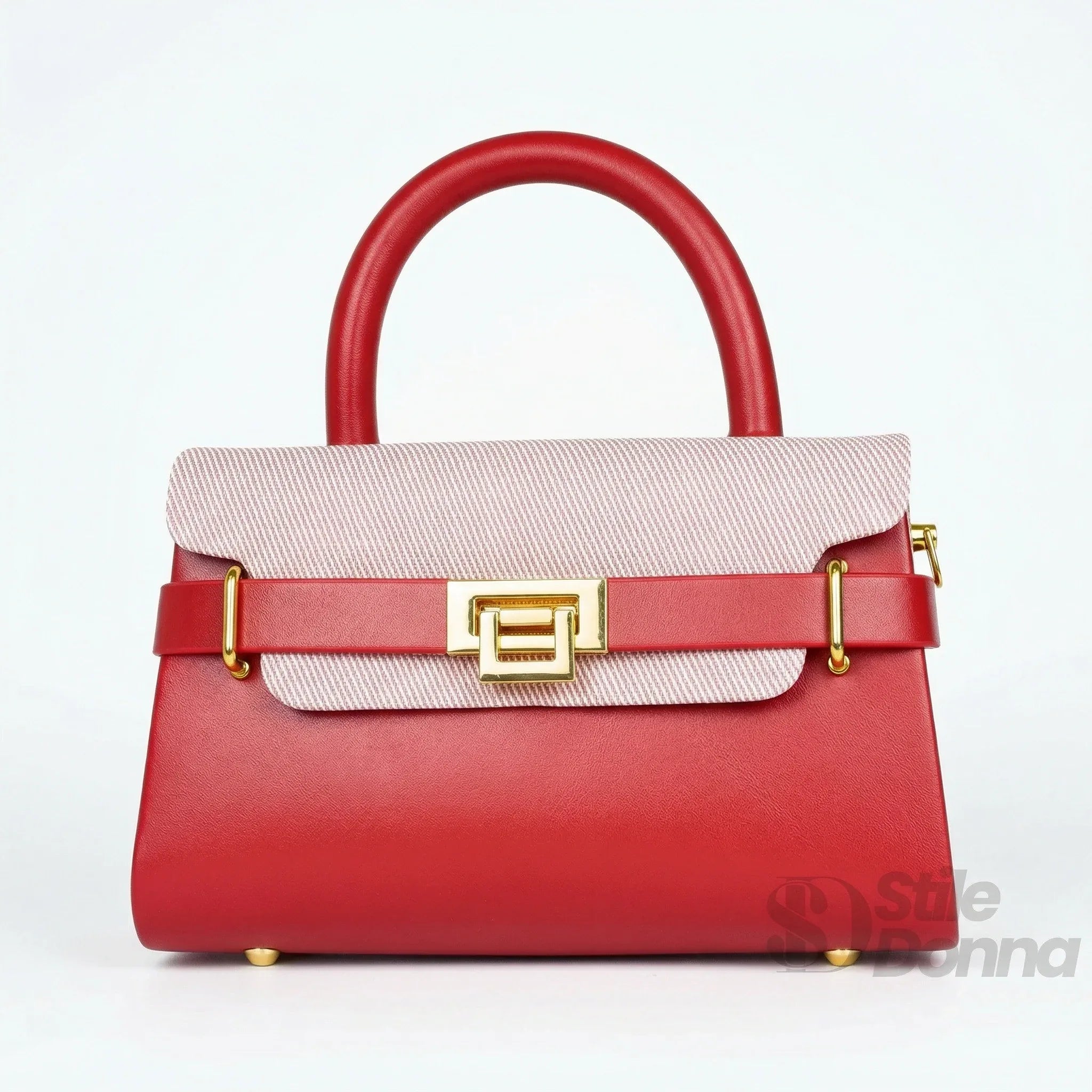 Herisson Firenze Mini Borsa Top-Handle in Ecopelle a Contrasto con Tracolla - Stile Donna Bags