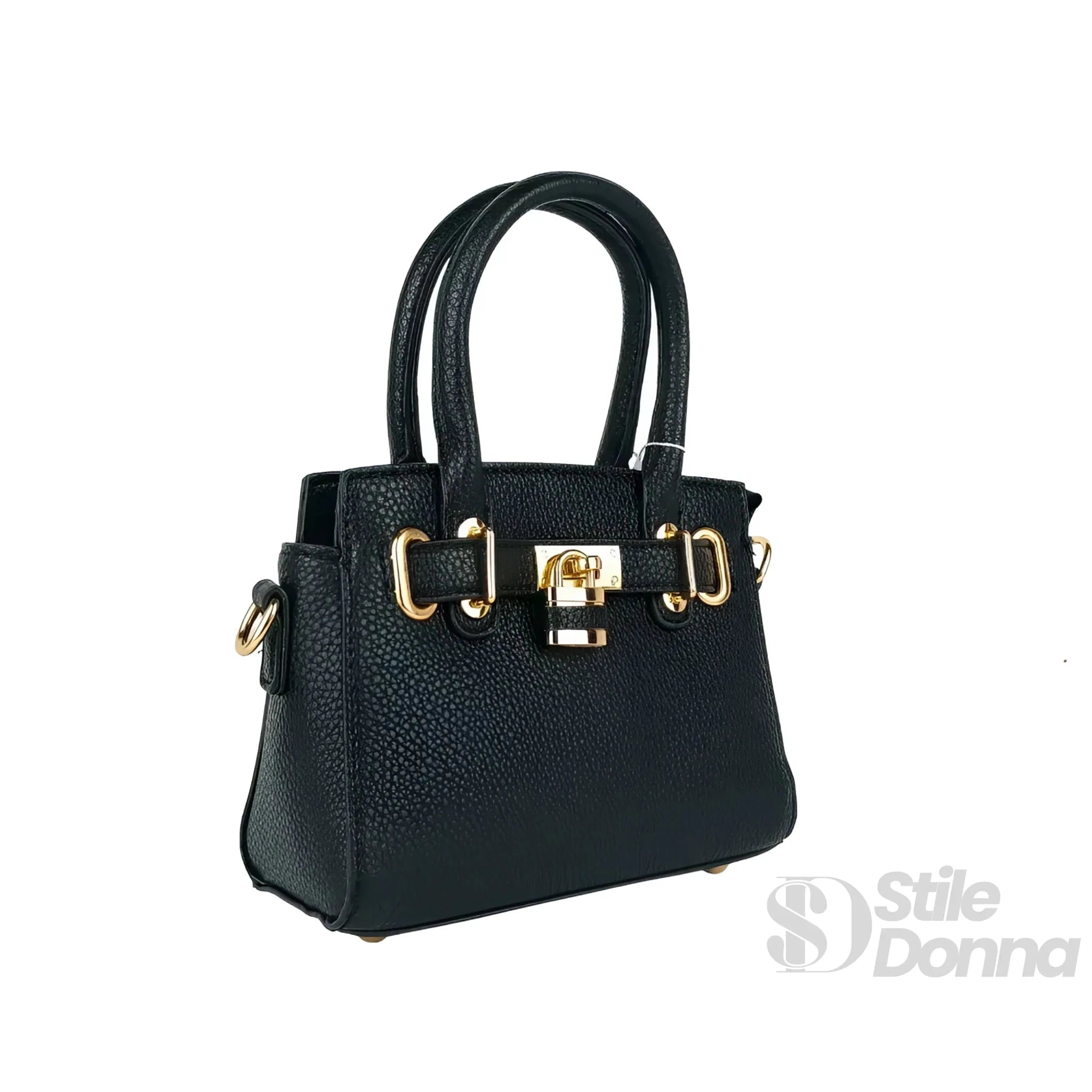 Mini Bag in Ecopelle con Tracolla Removibile e Finiture Oro - Stile Donna Bags