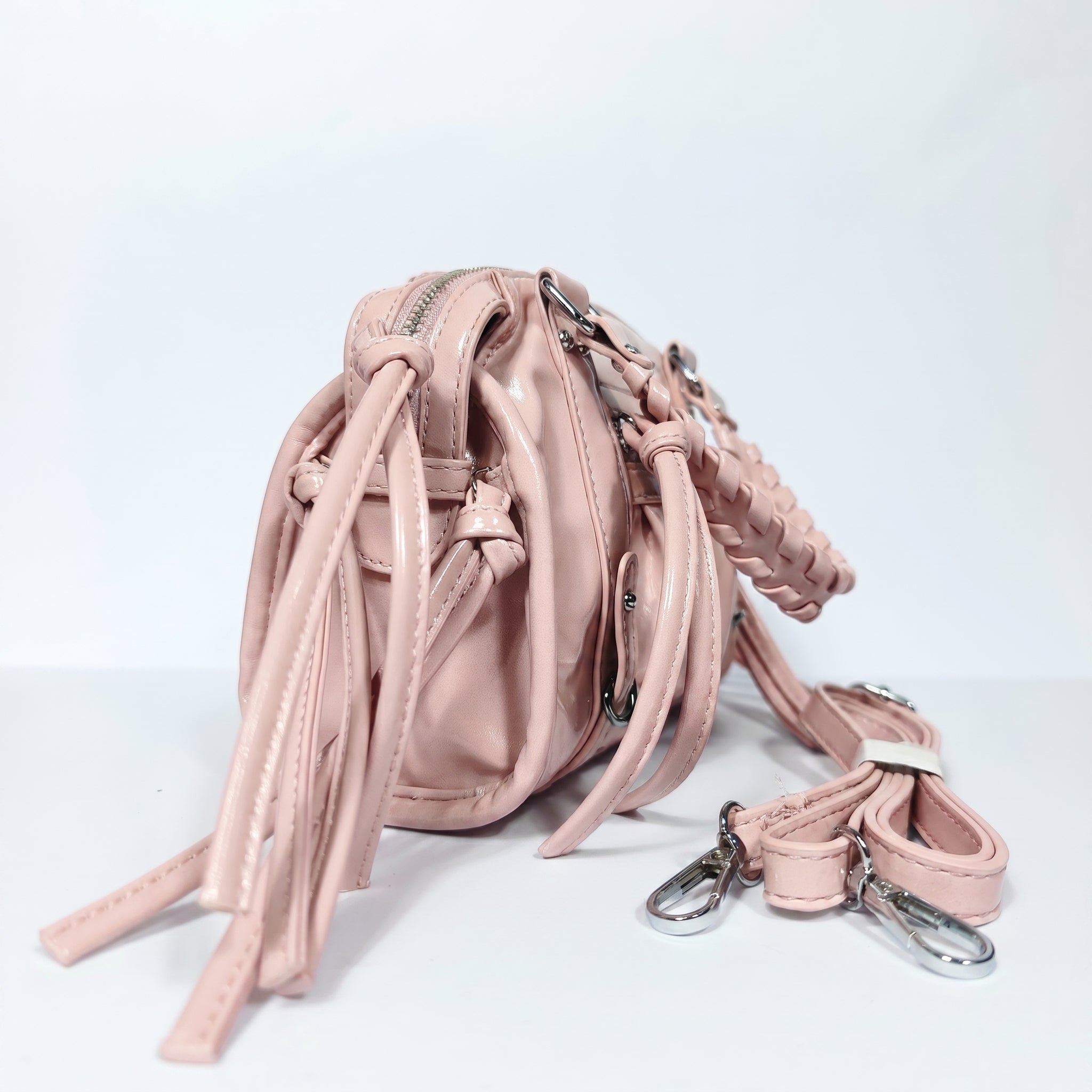 Coconuda Mini Bauletto con Manici Intrecciati e Frange - Stile Donna Bags