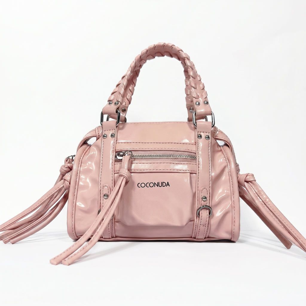 Coconuda Mini Bauletto con Manici Intrecciati e Frange - Stile Donna Bags