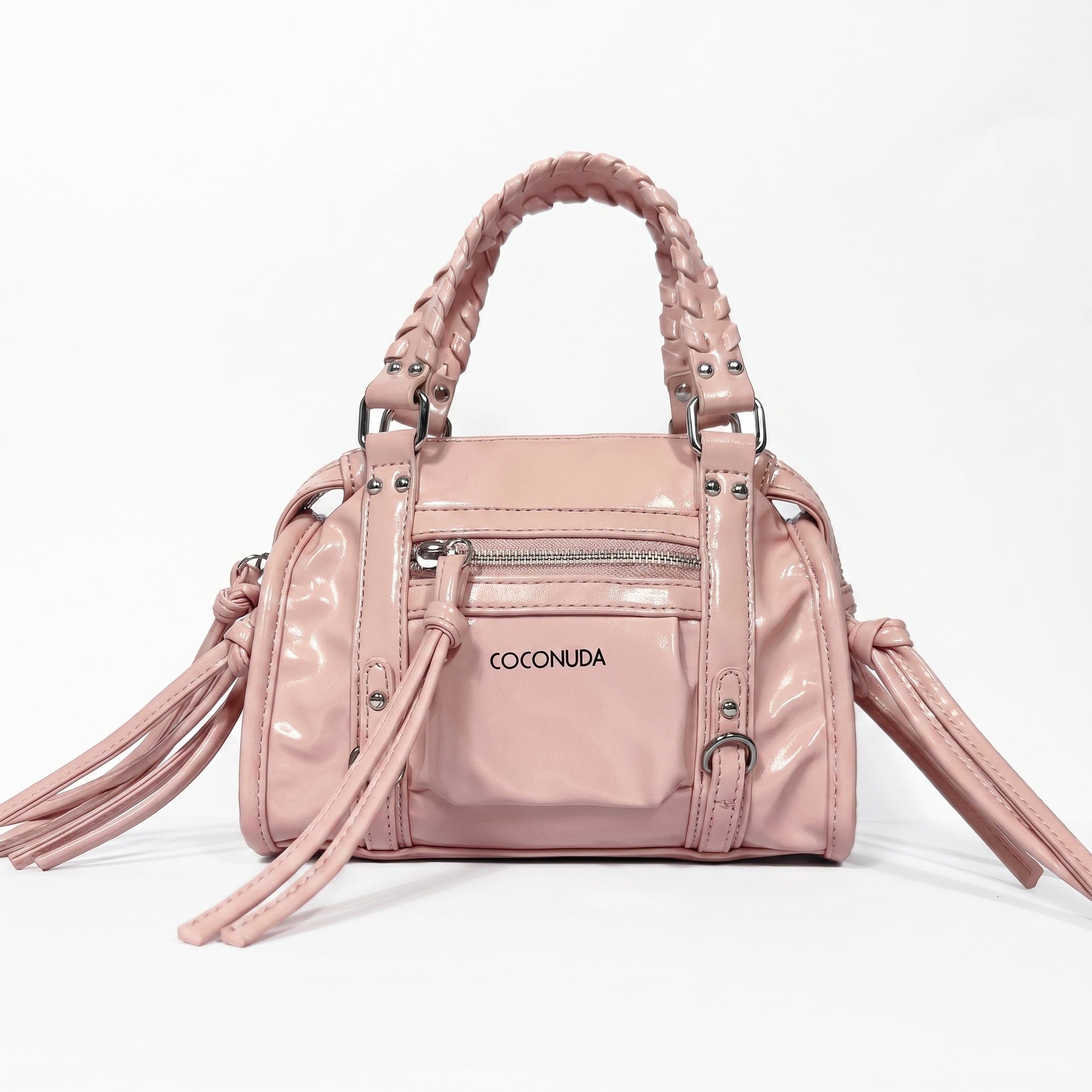 Coconuda Mini Bauletto con Manici Intrecciati e Frange - Stile Donna Bags