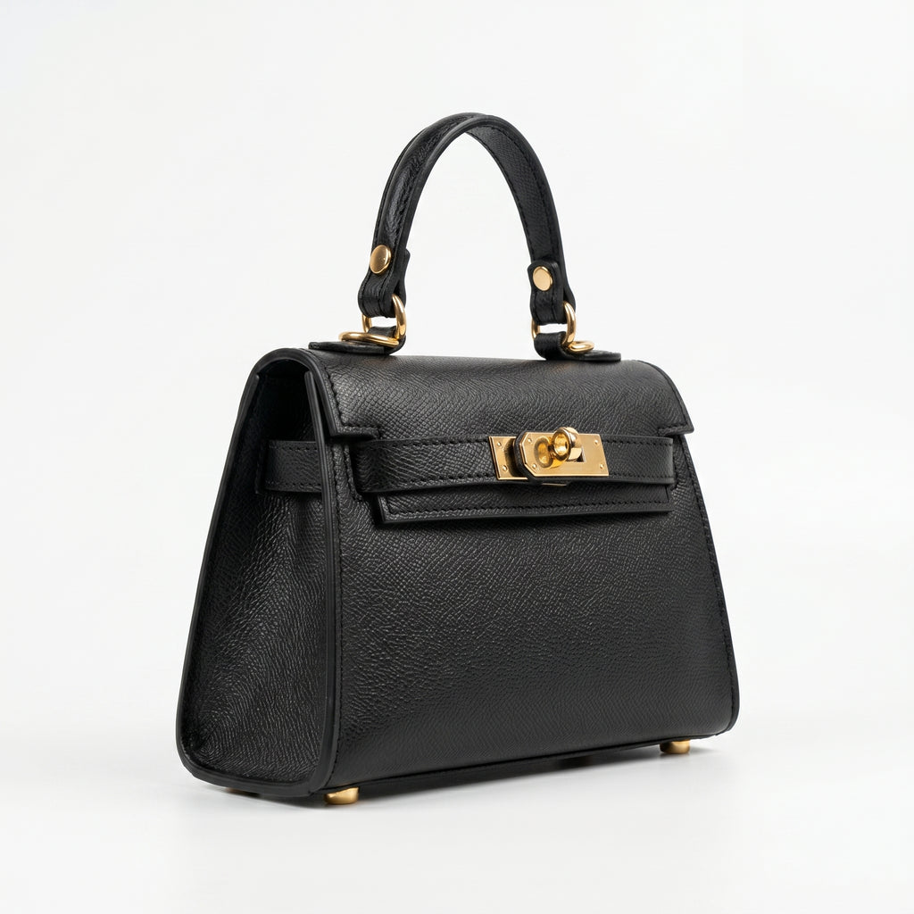 Mini Beky Borsa in Vera Pelle con Tracolla Regolabile e Chiusura Rotante - Stile Donna Bags
