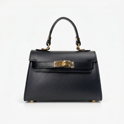 Mini Beky Borsa in Vera Pelle con Tracolla Regolabile e Chiusura Rotante - Stile Donna Bags