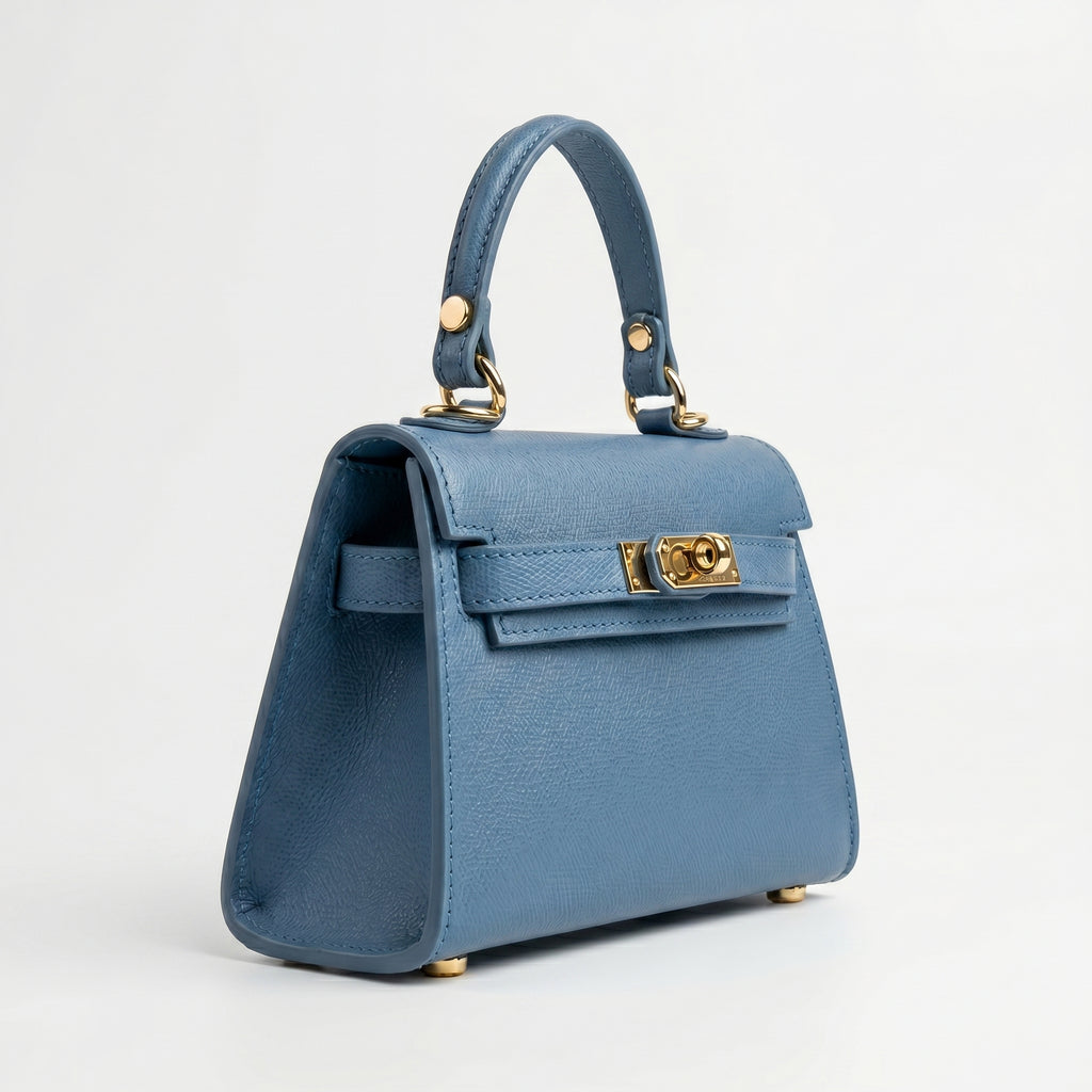 Mini Beky Borsa in Vera Pelle con Tracolla Regolabile e Chiusura Rotante - Stile Donna Bags