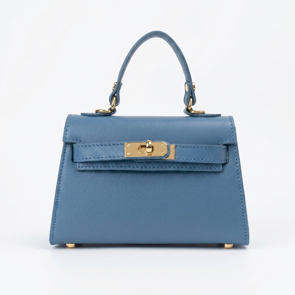 Mini Beky Borsa in Vera Pelle con Tracolla Regolabile e Chiusura Rotante - Stile Donna Bags