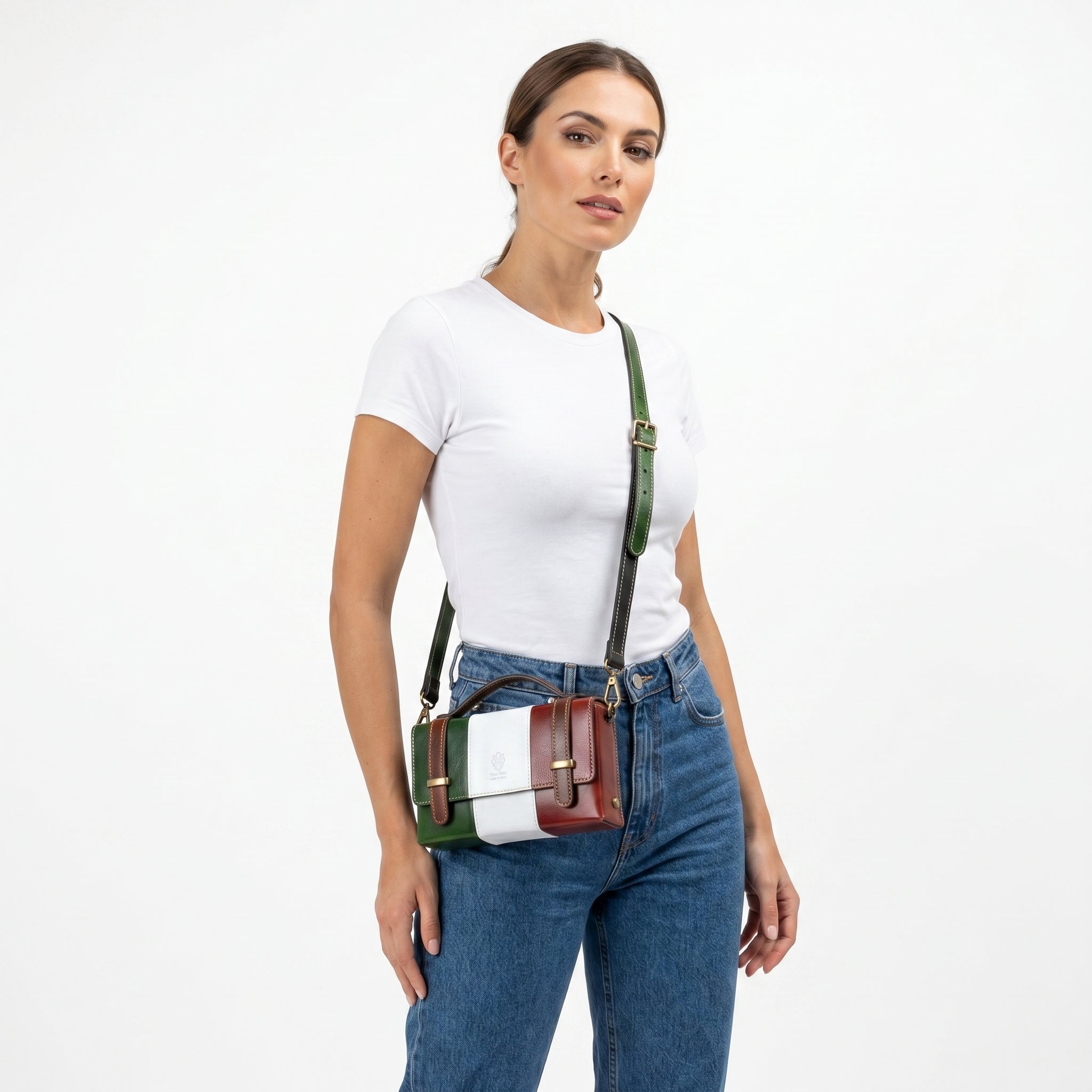 Mini Borsa Brick in Vera Pelle con Chiusura Magnetica Made in Italy - Stile Donna Bags