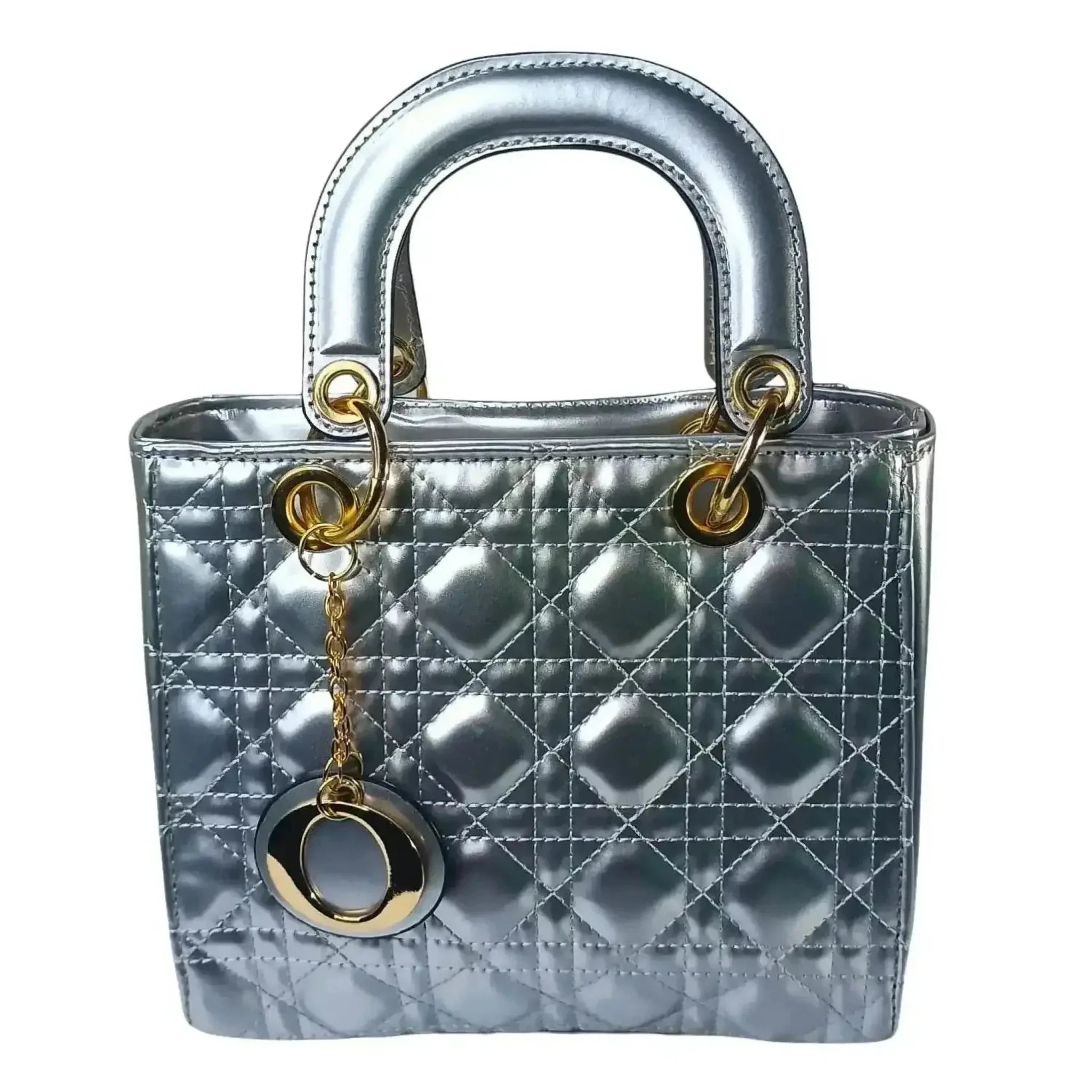 Mini Borsa in Ecopelle Verniciata Lucida con Tracolla Removibile e Cerniera Dorata - Stile Donna Bags