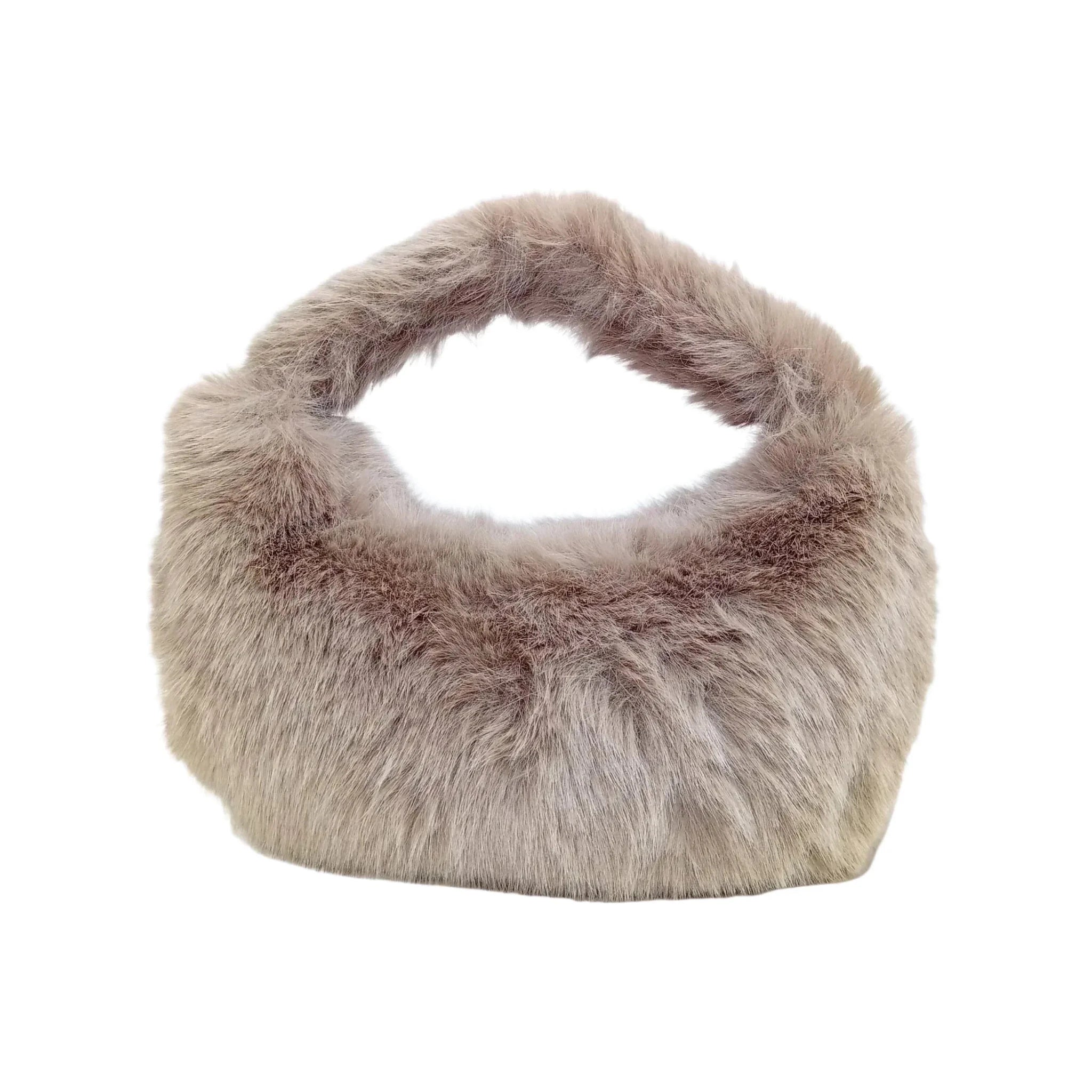 Mini Hobo in Pelliccia Sintetica con Fodera Microfibra Antistrappo - Stile Donna Bags