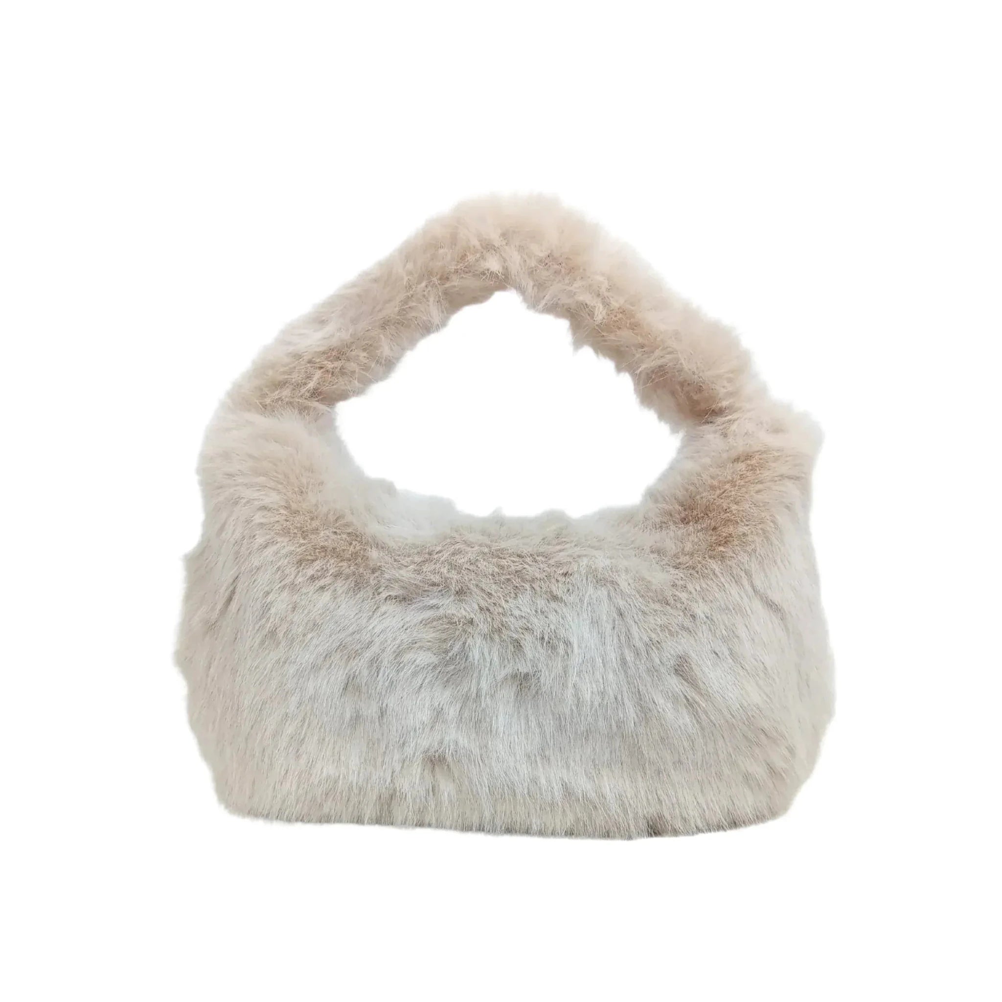 Mini Hobo in Pelliccia Sintetica con Fodera Microfibra Antistrappo - Stile Donna Bags