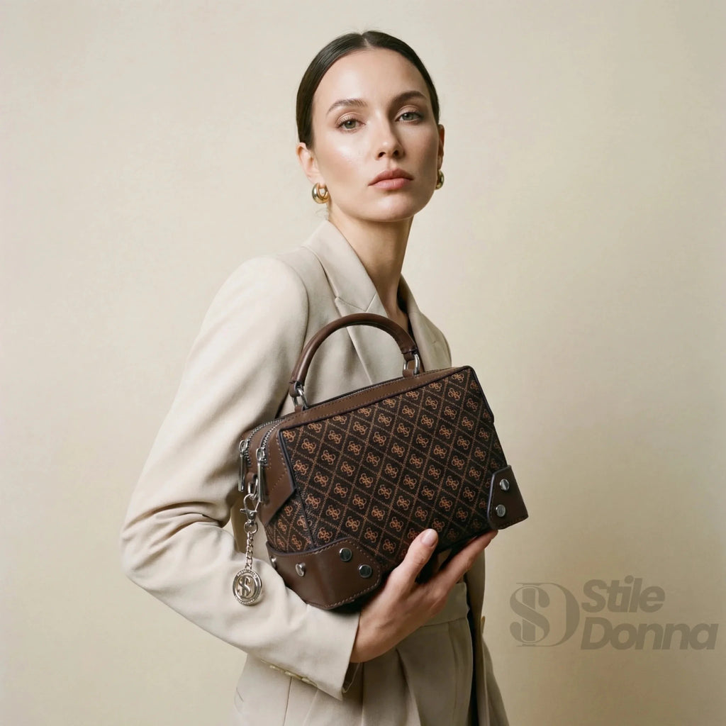 Mini Borsa da Medico in Ecopelle con Monogramma - Stile Donna Bags