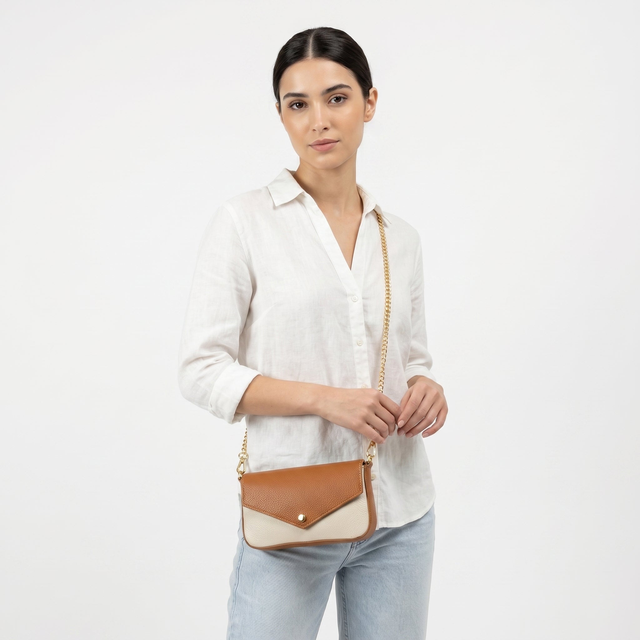 Monica Borsa a Secchiello in Vera Pelle con Tracolla Made in Italy - Stile Donna Bags