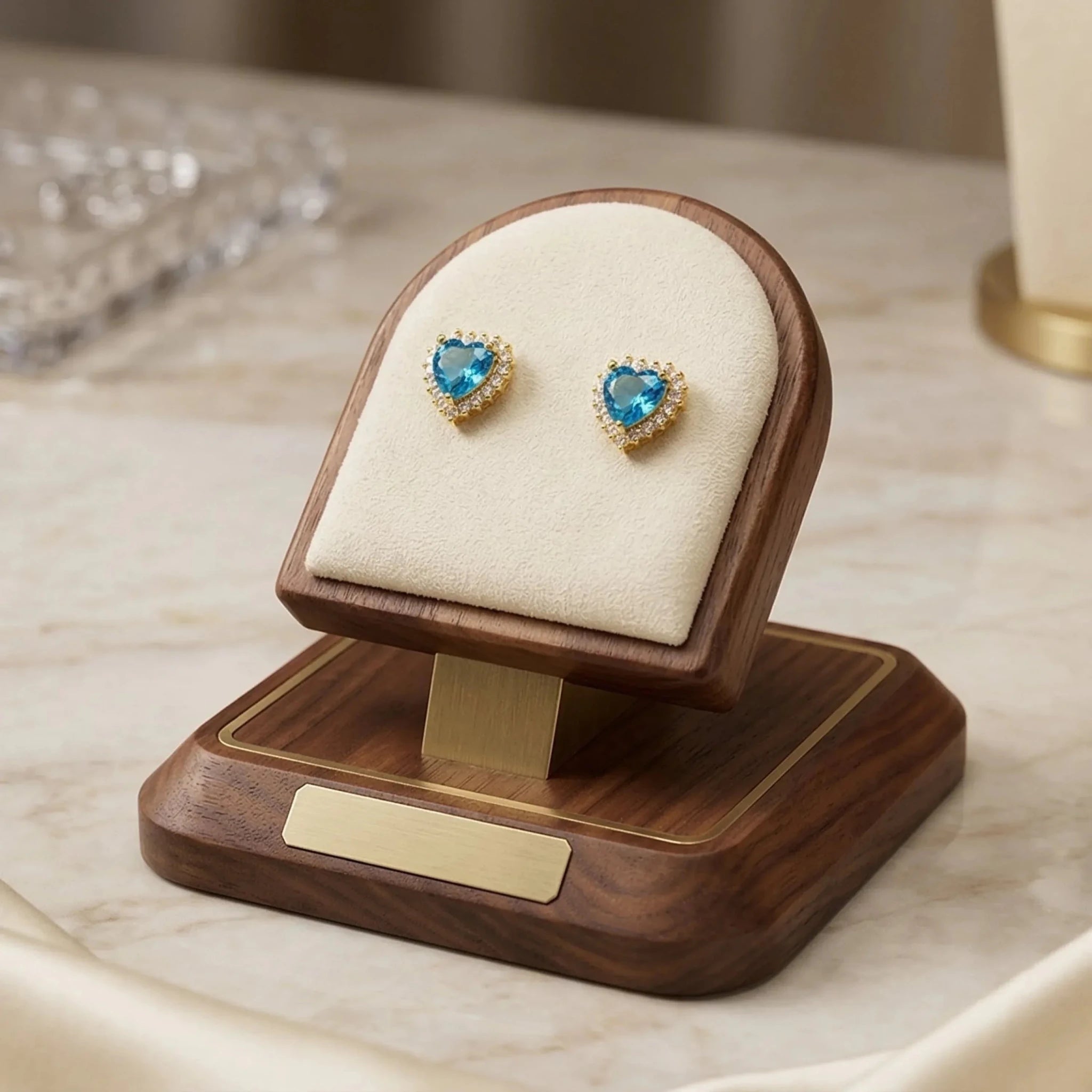 Orecchini Azure Heart Halo con Cuore Azzurro e Cristalli Trasparenti - Stile Donna Bags
