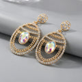 Orecchini Pendenti in Oro con Strass Iridescenti Multicolor - Stile Donna Bags