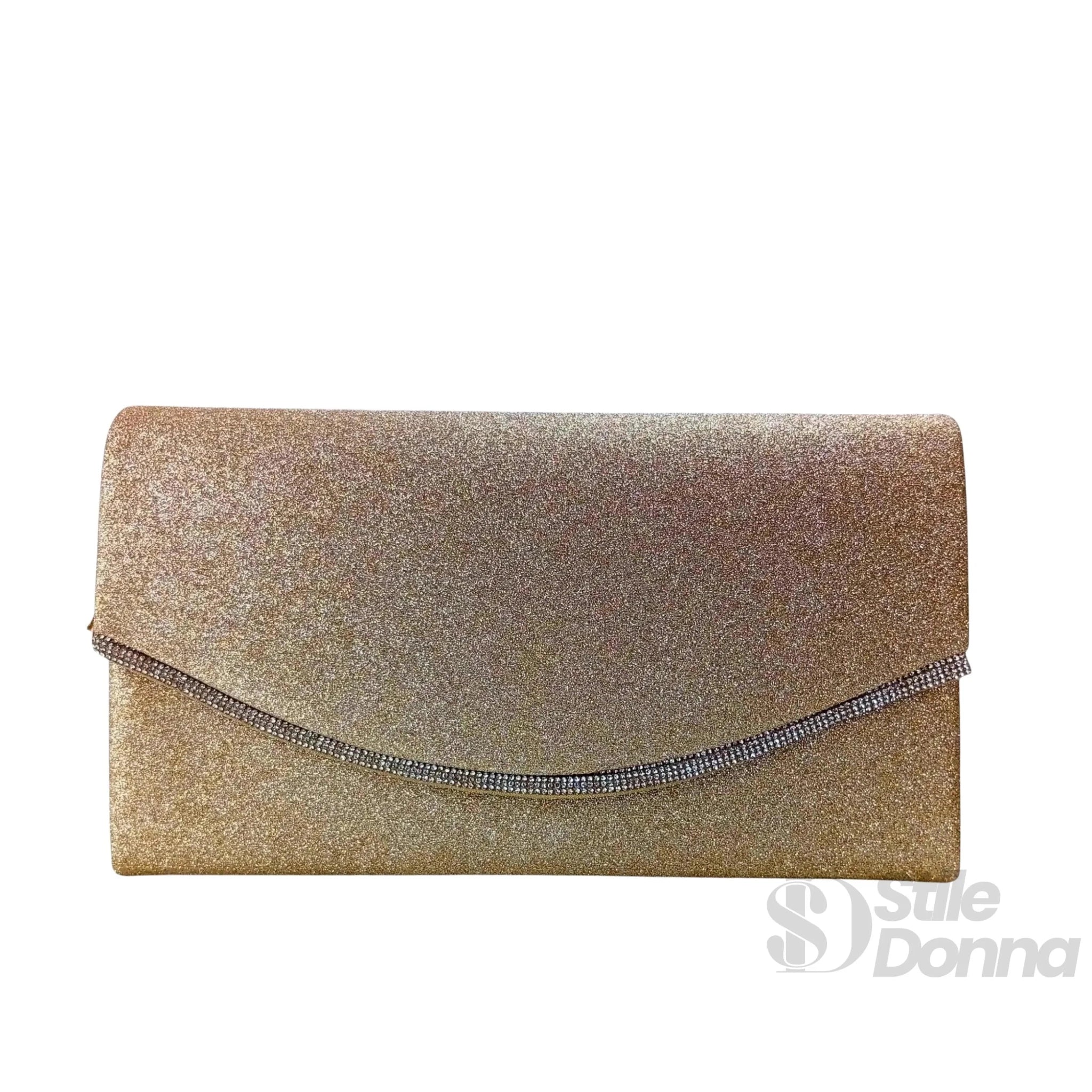 Pochette Busta in Strass Oro Scintillante per Serate Eleganti - Stile Donna Bags