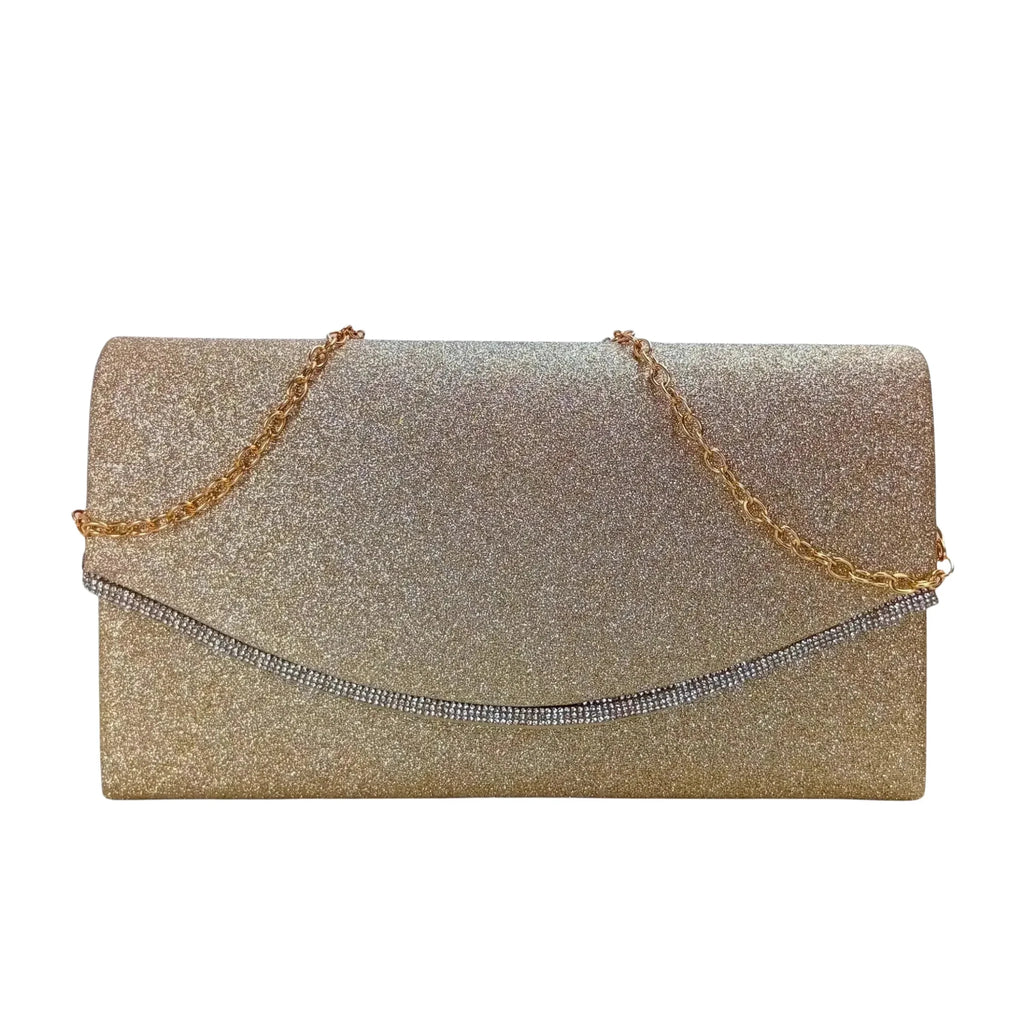 Pochette Busta in Strass Oro Scintillante per Serate Eleganti - Stile Donna Bags
