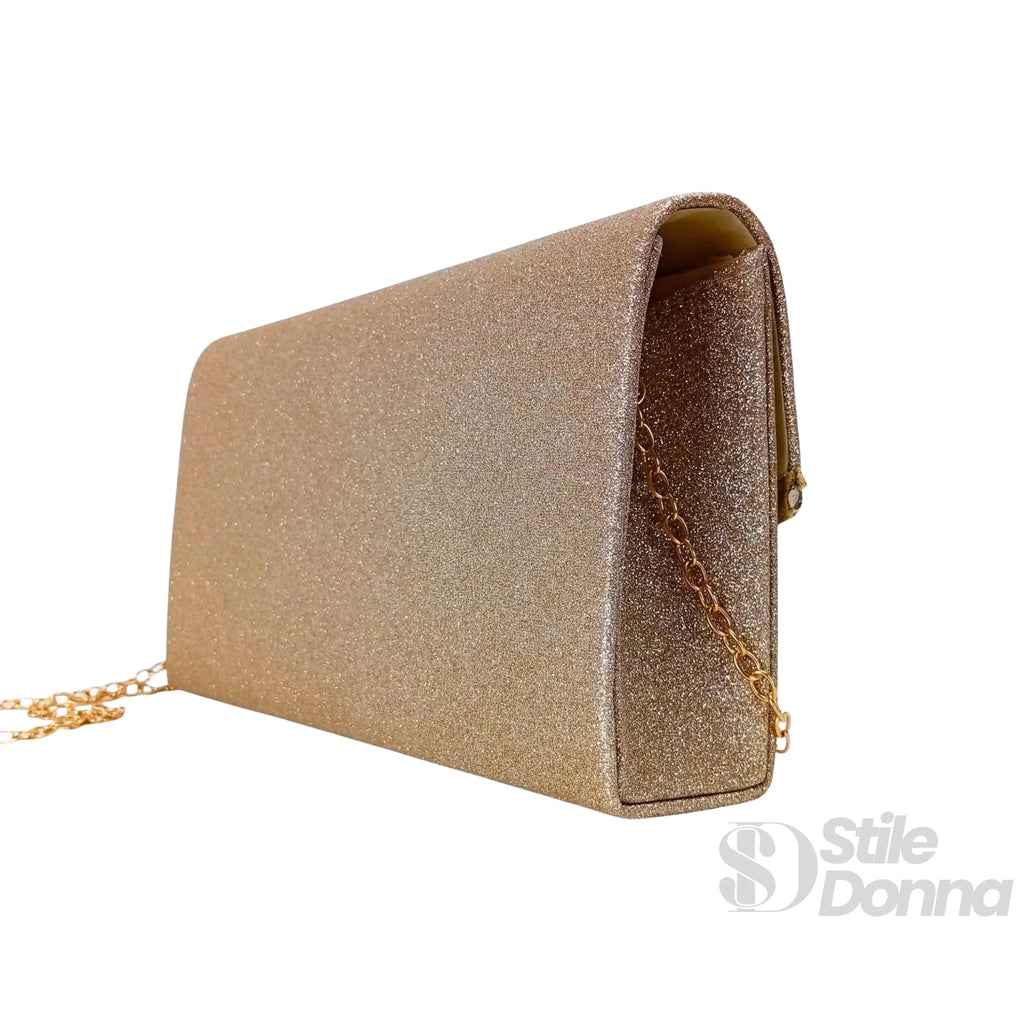 Pochette Busta in Strass Oro Scintillante per Serate Eleganti - Stile Donna Bags