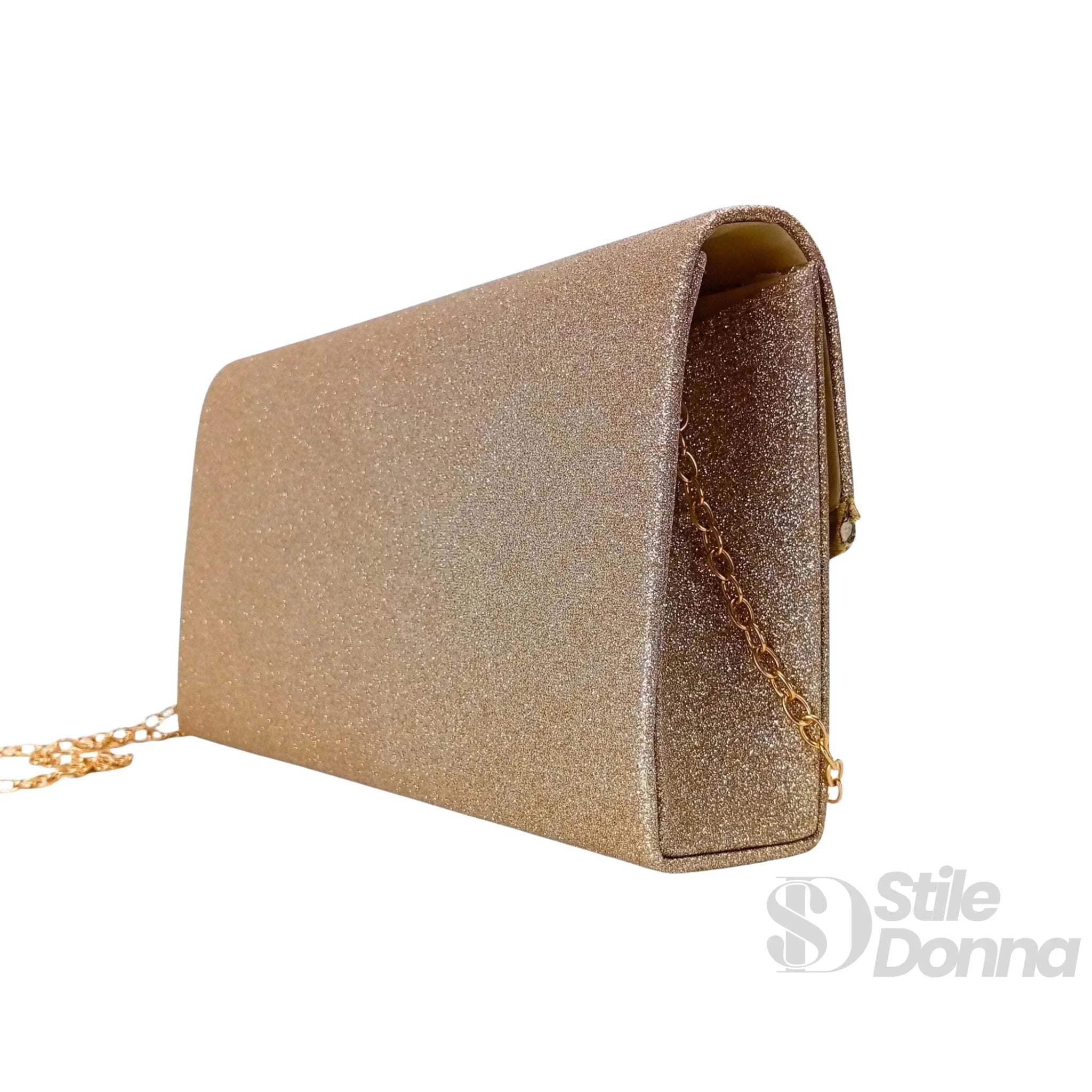 Pochette Busta in Strass Oro Scintillante per Serate Eleganti - Stile Donna Bags