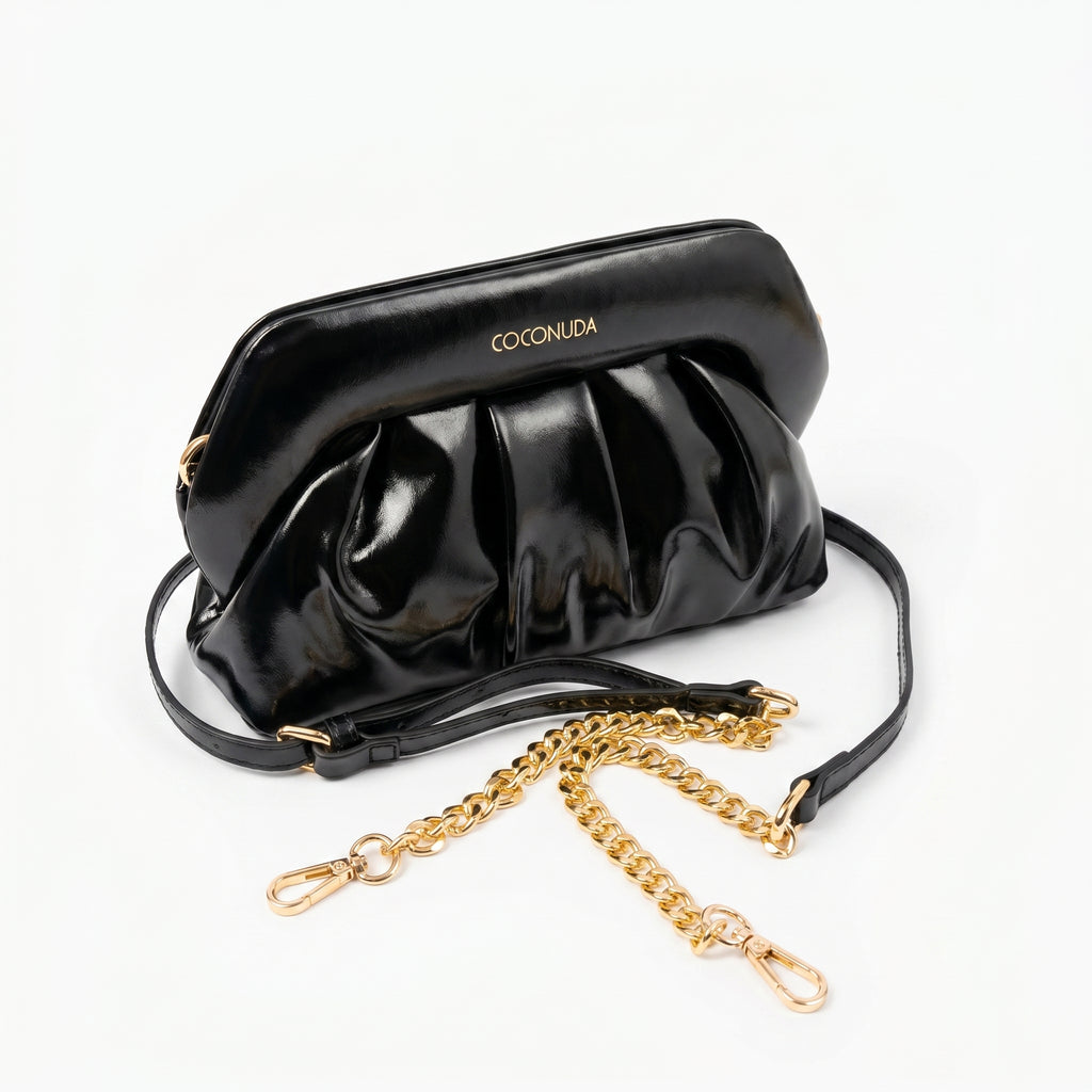 Coconuda Pochette Drappeggiata con Chiusura a Clip - Stile Donna Bags