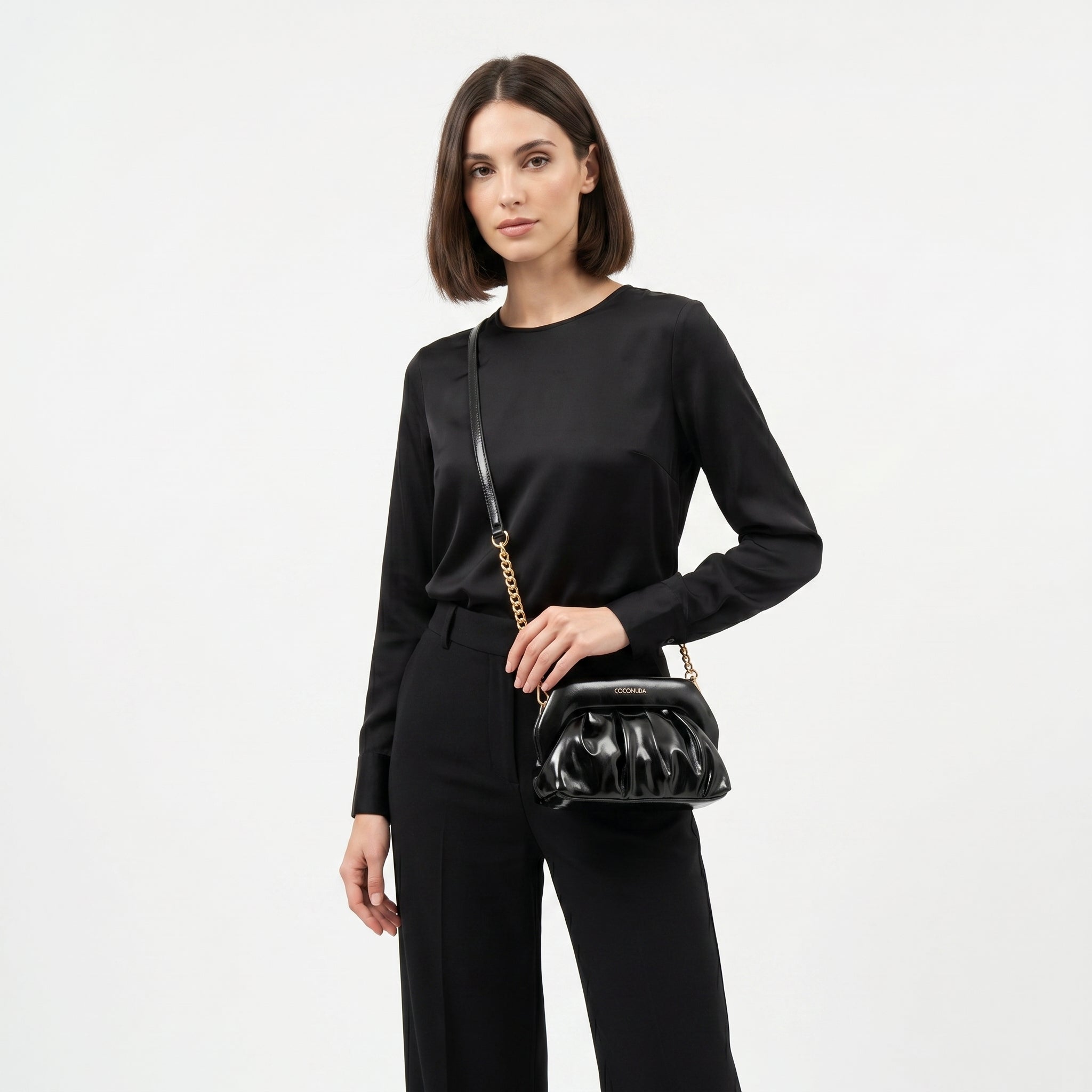 Coconuda Pochette Drappeggiata con Chiusura a Clip - Stile Donna Bags