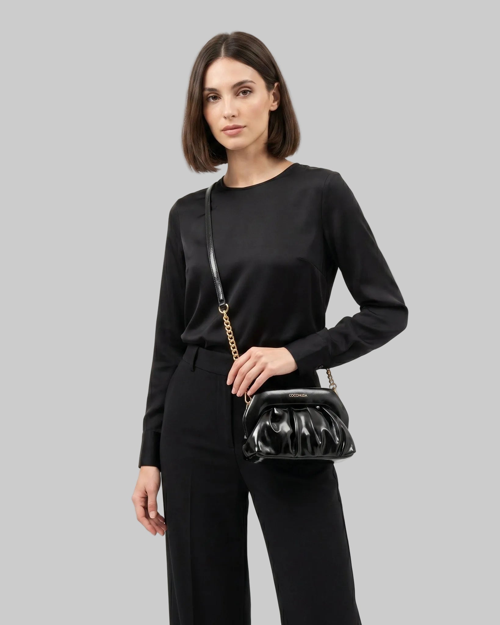 Coconuda Pochette Drappeggiata con Chiusura a Clip - Stile Donna Bags