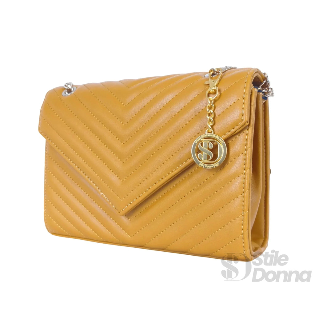 Pochette Giallo Senape con Tracolla a Catena - Stile Donna Bags