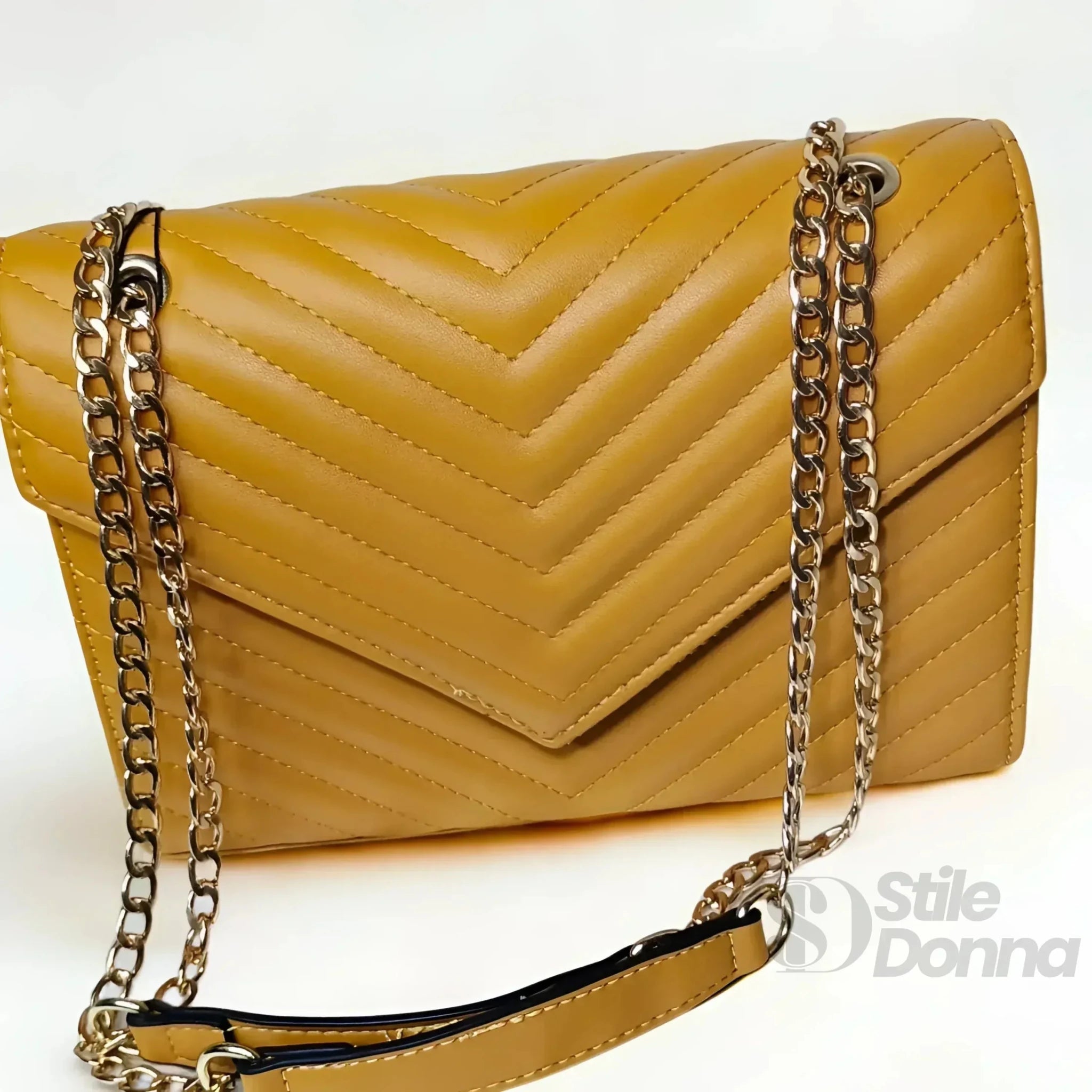 Pochette Giallo Senape con Tracolla a Catena - Stile Donna Bags