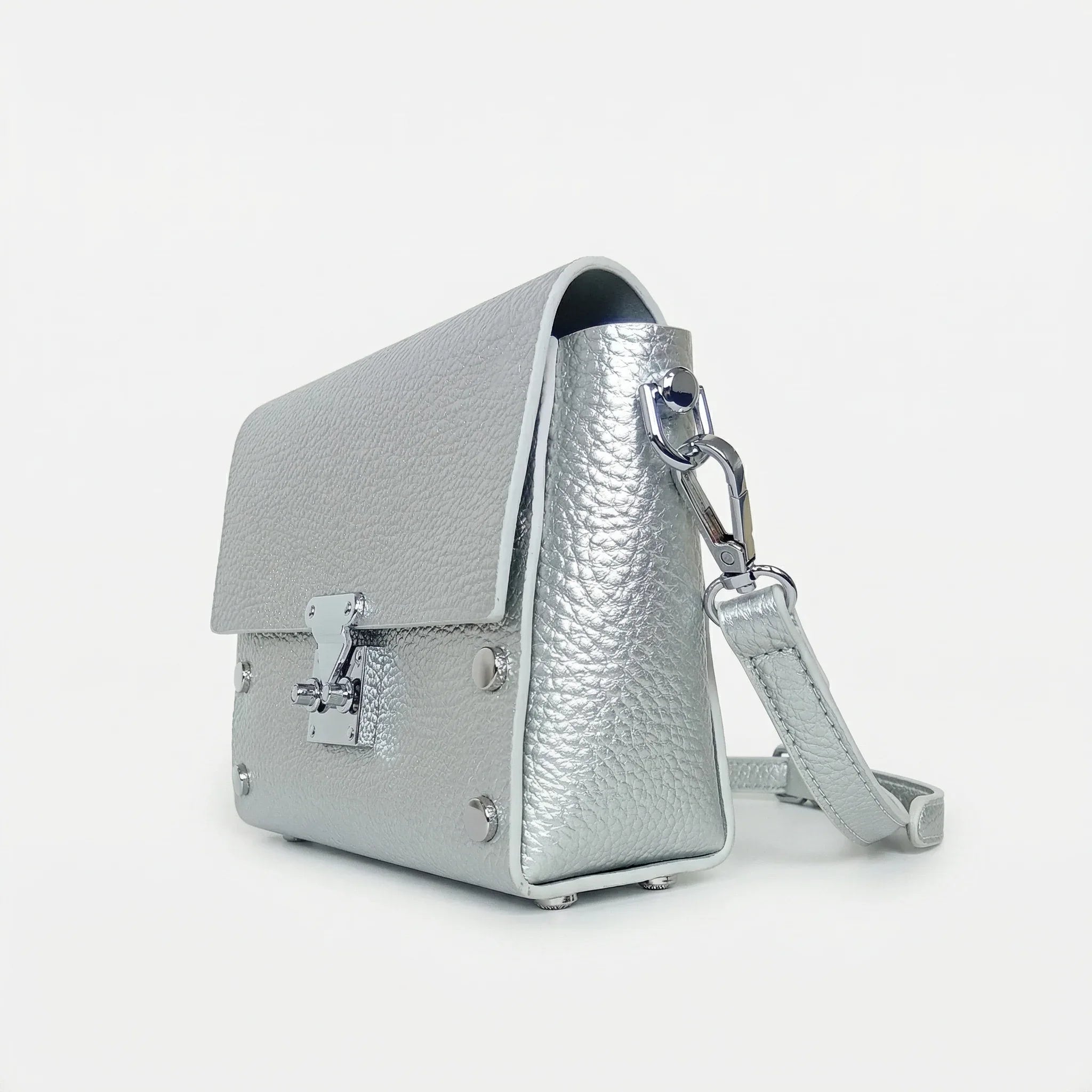 Pochette a Tracolla in Ecopelle con Finiture Argento - Stile Donna Bags