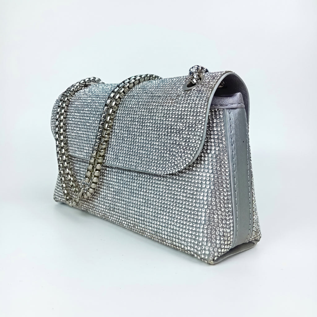 Pochette con Strass in Cristallo e Interno Microfibra Antistrappo - Stile Donna Bags