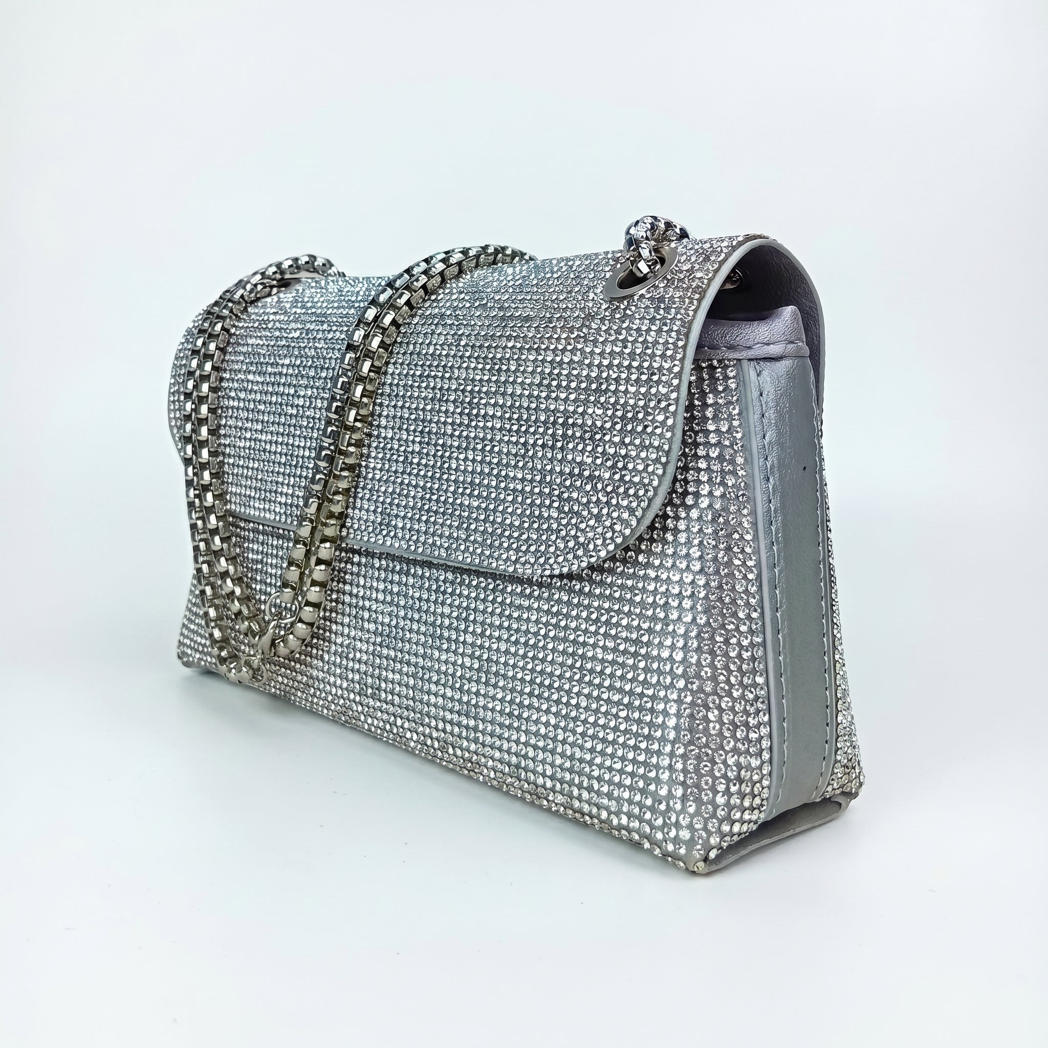 Pochette con Strass in Cristallo e Interno Microfibra Antistrappo - Stile Donna Bags