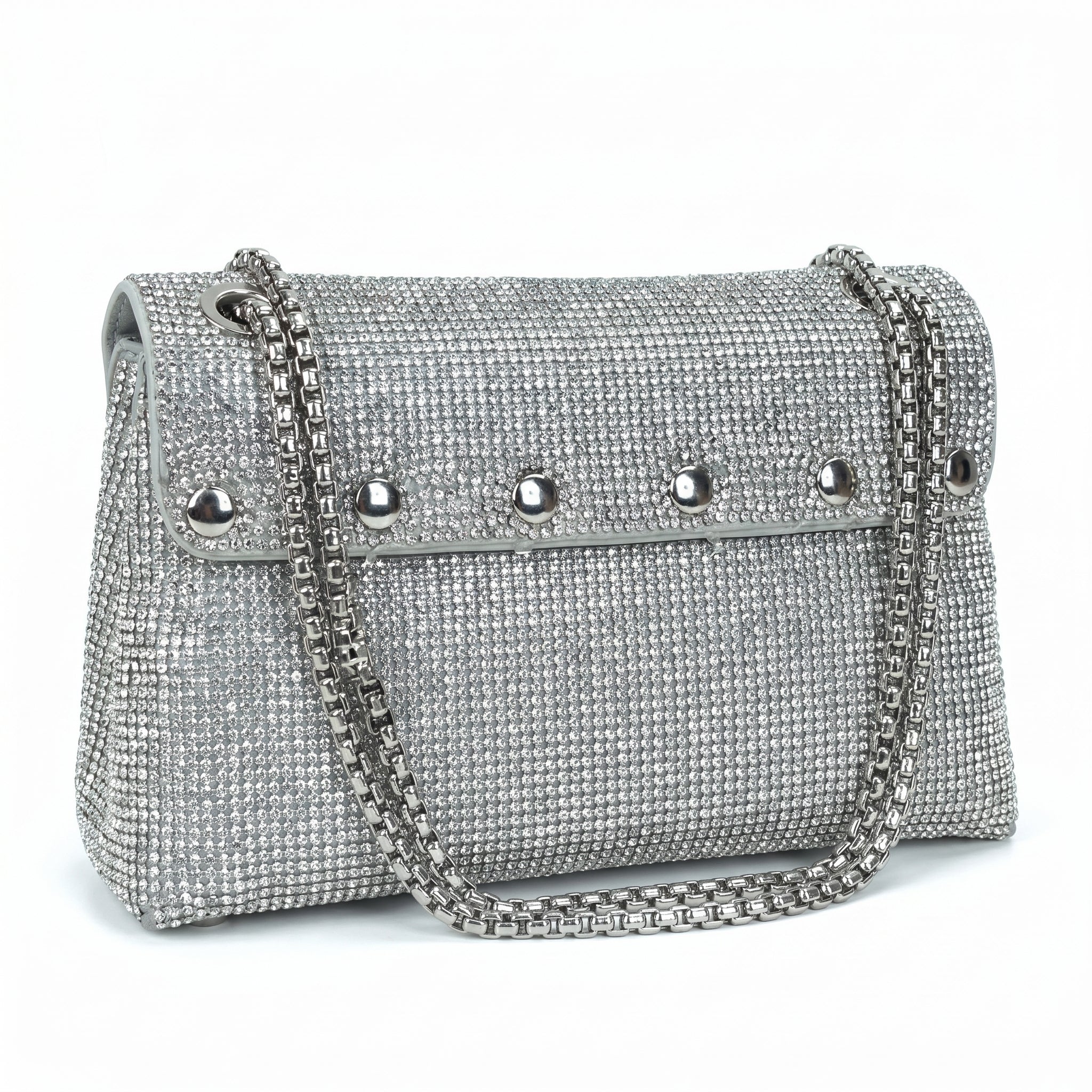 Pochette con Strass in Cristallo e Interno Microfibra Antistrappo - Stile Donna Bags