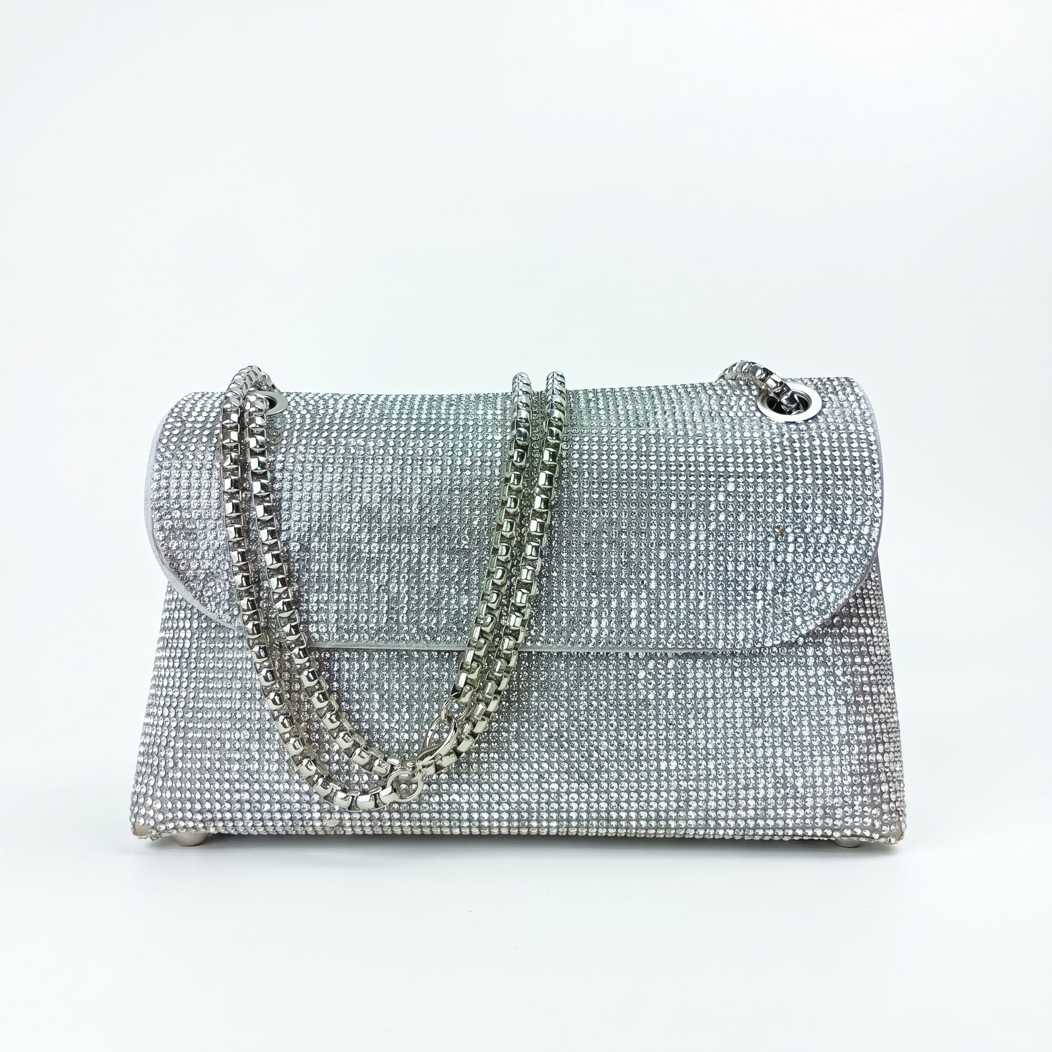 Pochette con Strass in Cristallo e Interno Microfibra Antistrappo - Stile Donna Bags