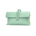 Pochette in Ecopelle Verde Menta con Chiusura Zip e Finitura Lucida - Stile Donna Bags