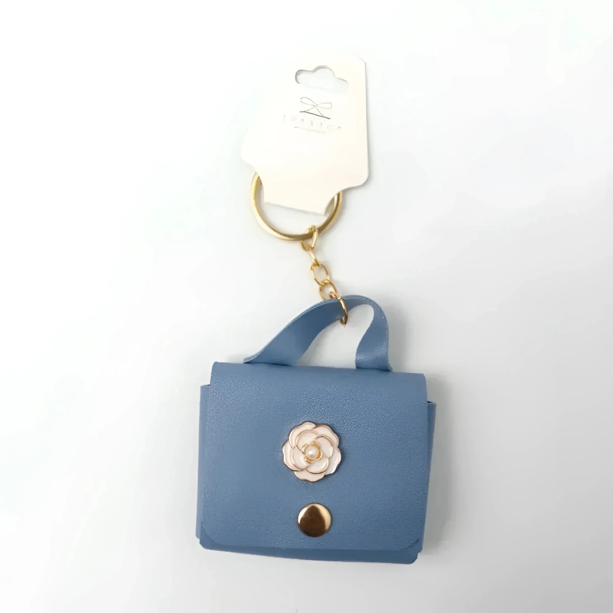 Portachiavi Mini Portamonete in Ecopelle Floreale con Charm Dorato - Stile Donna Bags