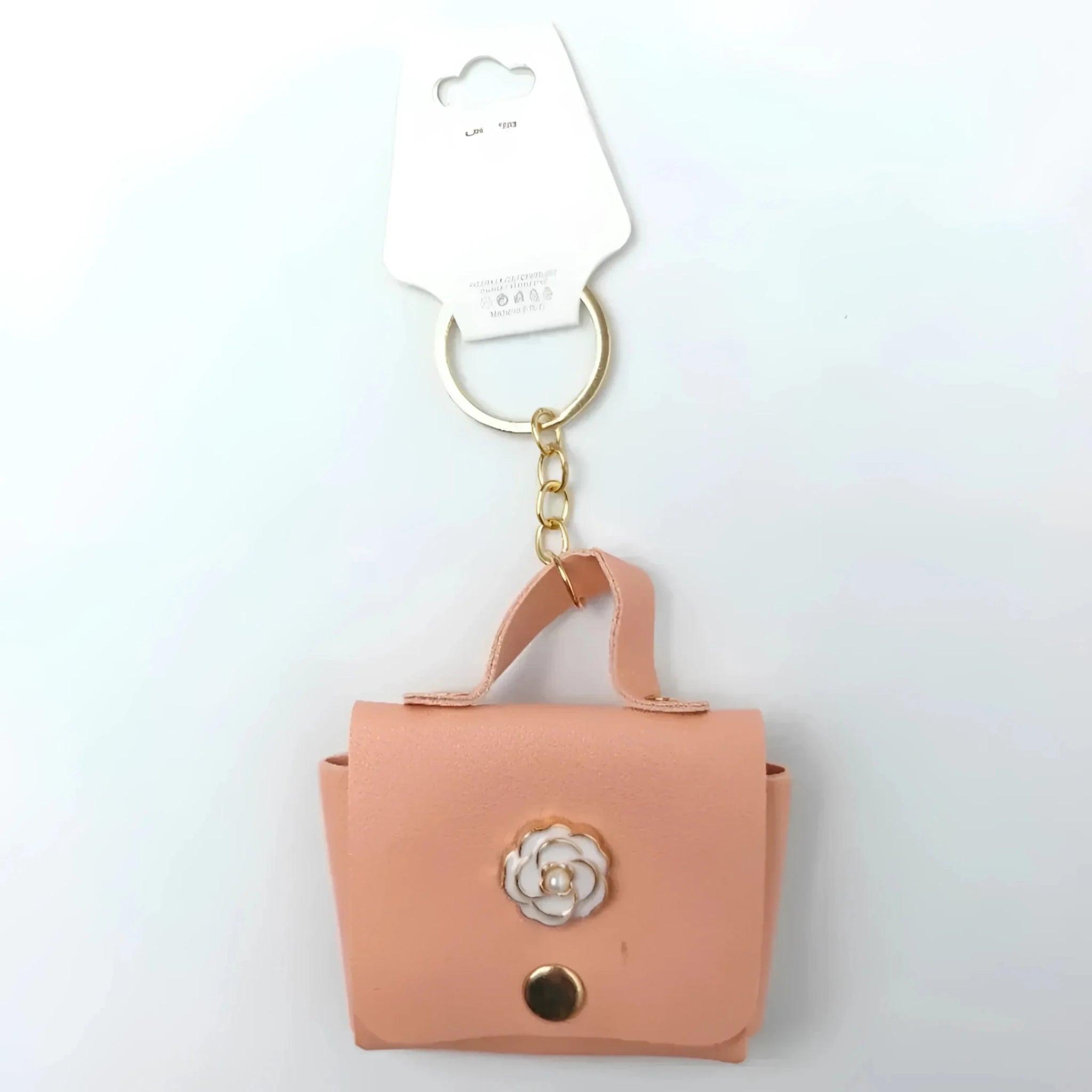 Portachiavi Mini Portamonete in Ecopelle Floreale con Charm Dorato - Stile Donna Bags