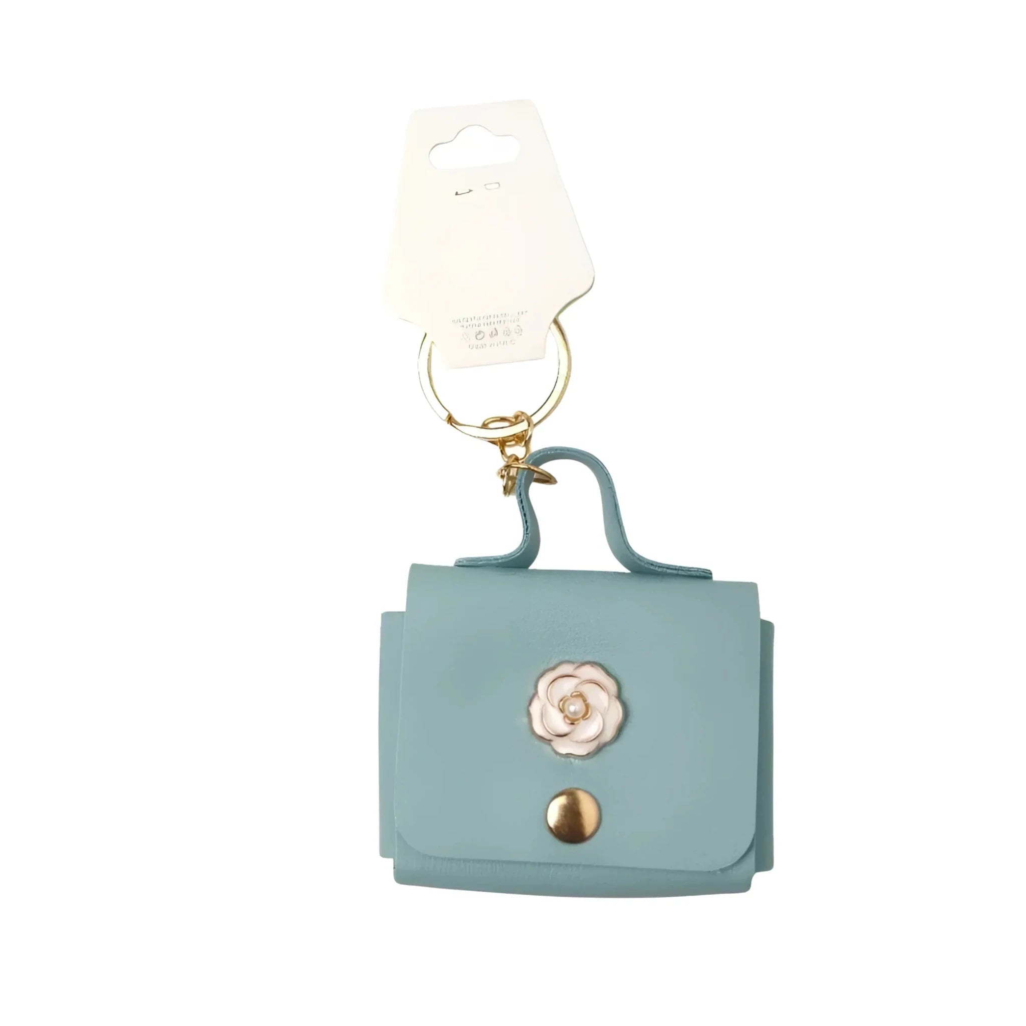 Portachiavi Mini Portamonete in Ecopelle Floreale con Charm Dorato - Stile Donna Bags