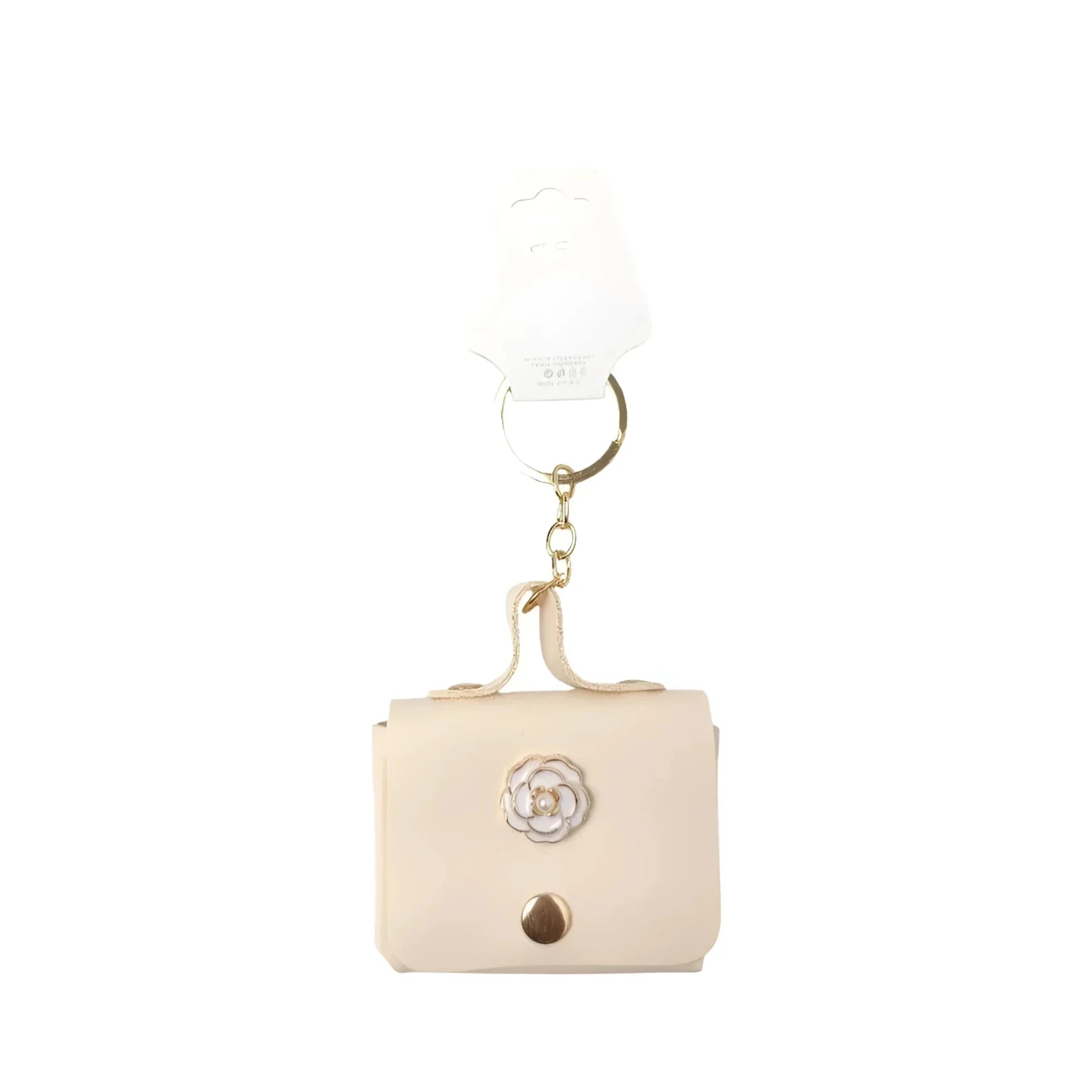 Portachiavi Mini Portamonete in Ecopelle Floreale con Charm Dorato - Stile Donna Bags